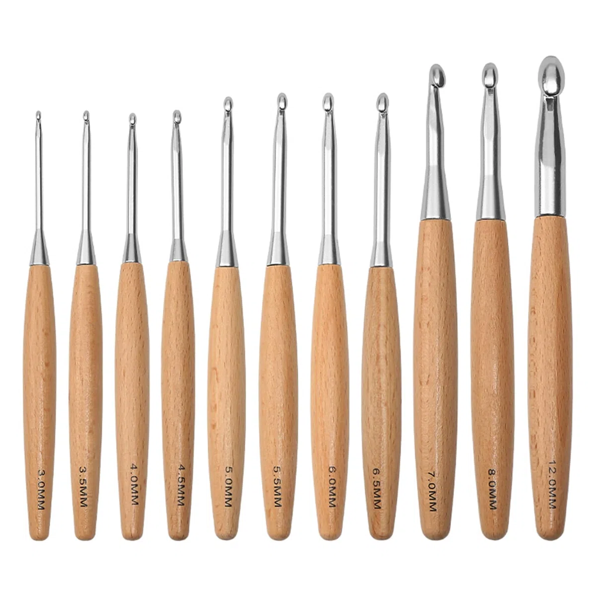CoopayHäkelnadel 3,5 mm, Buchenholzgriff und Glatte Hakenkopf, Ergonomische und leicht für Arthritische Hände, Lang Häkelnadeln 3,5 mm