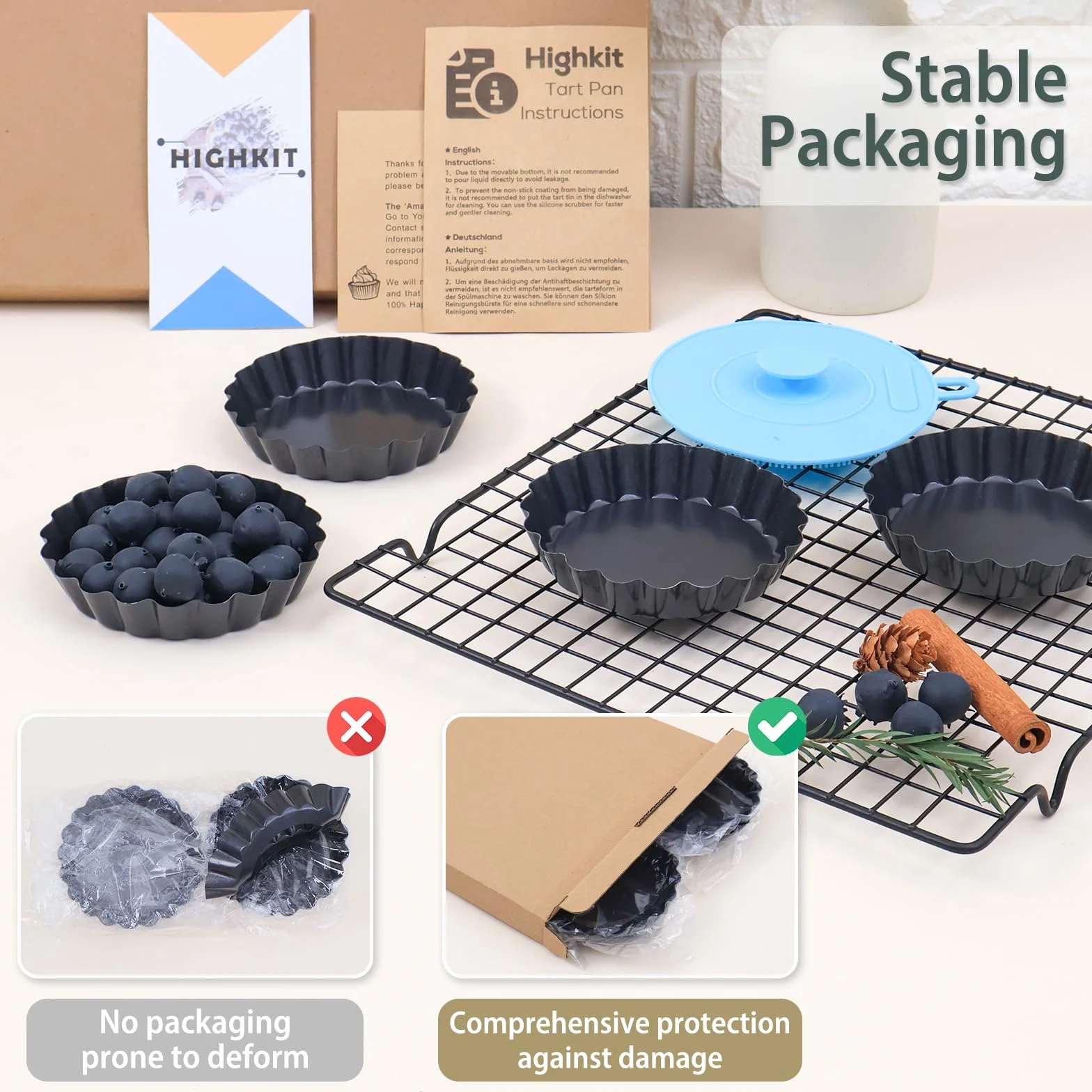 10 Stück Tarteform mit Hebeboden, Antihaftbeschichtung Quicheform Klein 10 cm / 4 Zoll Rund Pie Form, Tartelette Förmchen aus Kohlenstoffstahl