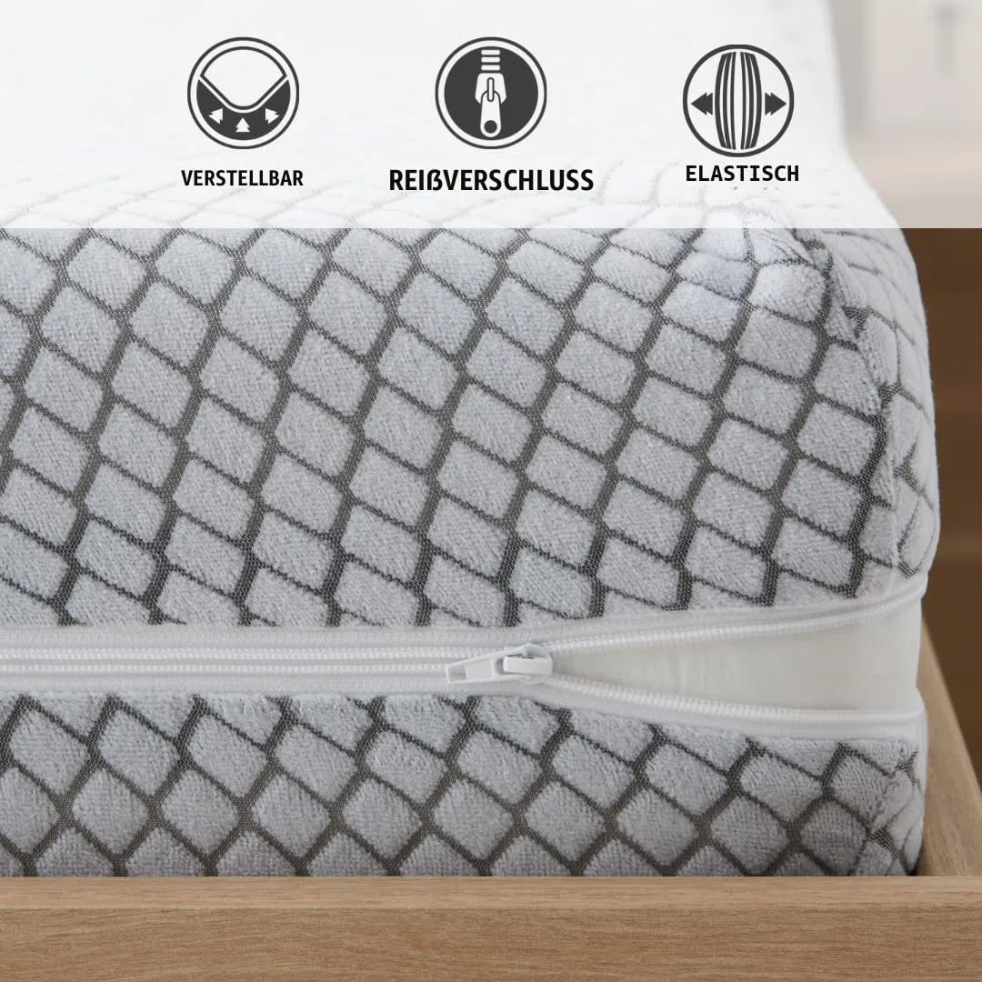 Degrees Home – Teide – Matratzenbezug – 90 cm Matratzenschoner – Matratzenbezug mit Reißverschluss – Anti-Milben-Matratzenschoner – 90 cm Bett - Grau