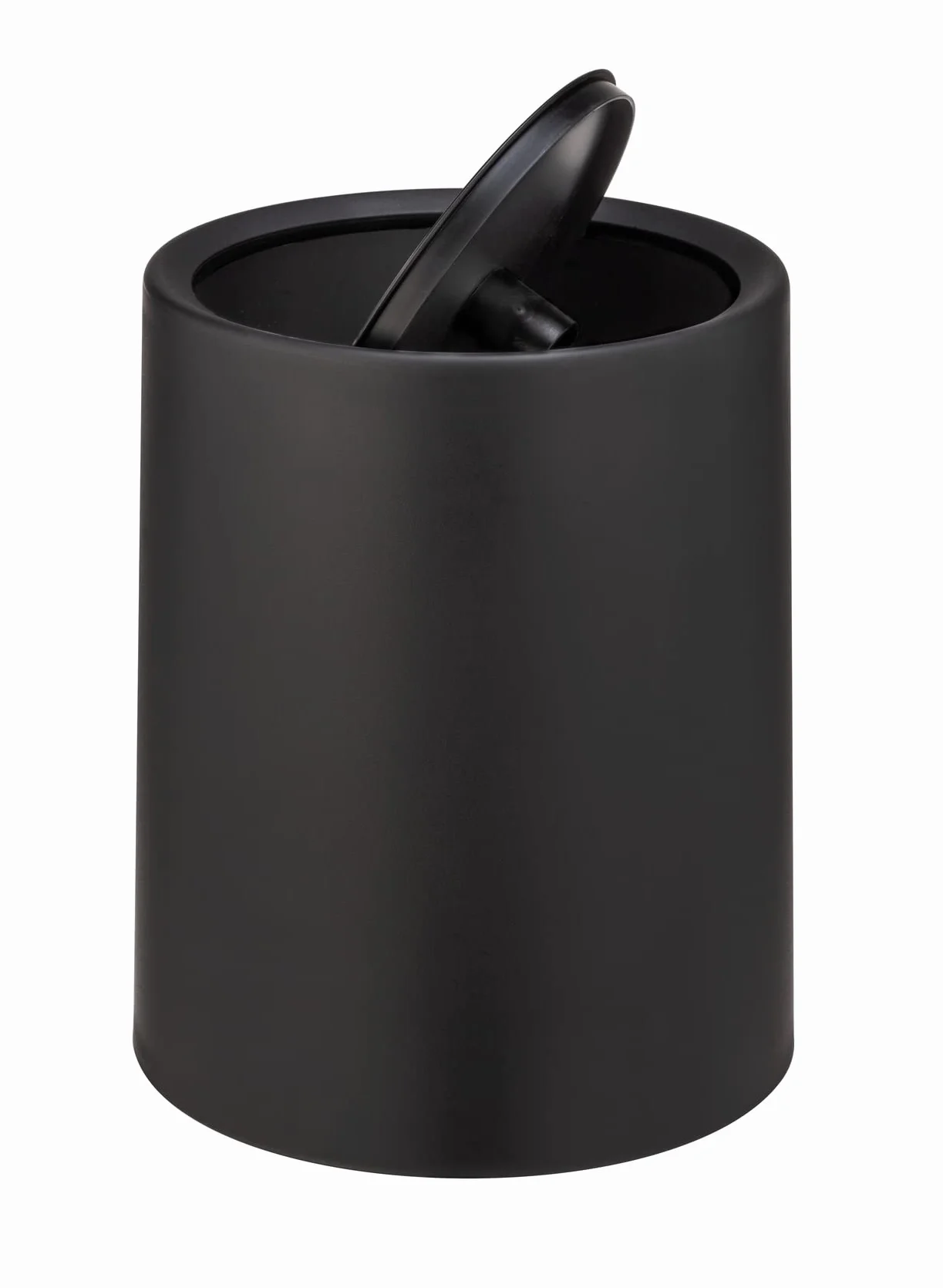 WENKO Schwingdeckeleimer Mod. Atri, 6 Liter Kosmetikeimer mit Deckel aus hochwertigem Kunststoff mit Inneneimer, Hülle zum Überstülpen macht Müllbeutel unsichtbar, (B/T x H): Ø 21 x 25,5 cm, Schwarz