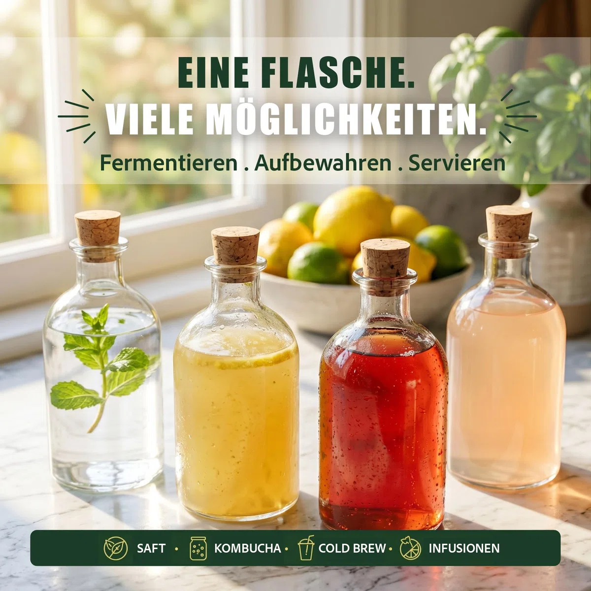 24 Glasflaschen 250ml Leere Likörflaschen 250 ml Apothekerflasche 0,25l mit Spitzkorken zum Befüllen Kleine Glas Flasche Korken Likör Schnaps Öl Essig Geschenk Weihnachten