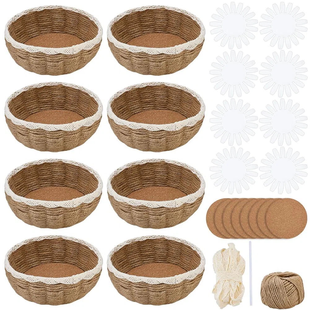 FREEBLOSS 8 Set Korbflechtset Garnkorb Bastelset Kreatives Webschalen Kunsthandwerksprojekt Mit Anleitung Osterkörbe Aktivitäten Zur Aufbewahrung von Ostereiern (Kunststoffvorlage)