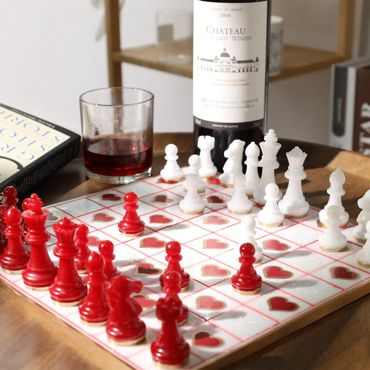 LET'S RESIN Schach Epoxidharz Formen, Verbesserte Harz-Schachsatzform mit 16-Teiligen 3D-Schachfiguren in Voller Größe und Schachbrett Silikonform Epoxidharz, DIY-Schachbrettspiel