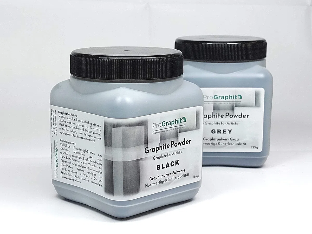ProGraphite Künstlergraphit I 185 g I schwarz I Naturgraphit I Künstler Pulver I Naturgrafit zum Zeichnen Schattieren usw. I Graphite Powder I für Handwerker I Graphitpulver Zeichnen