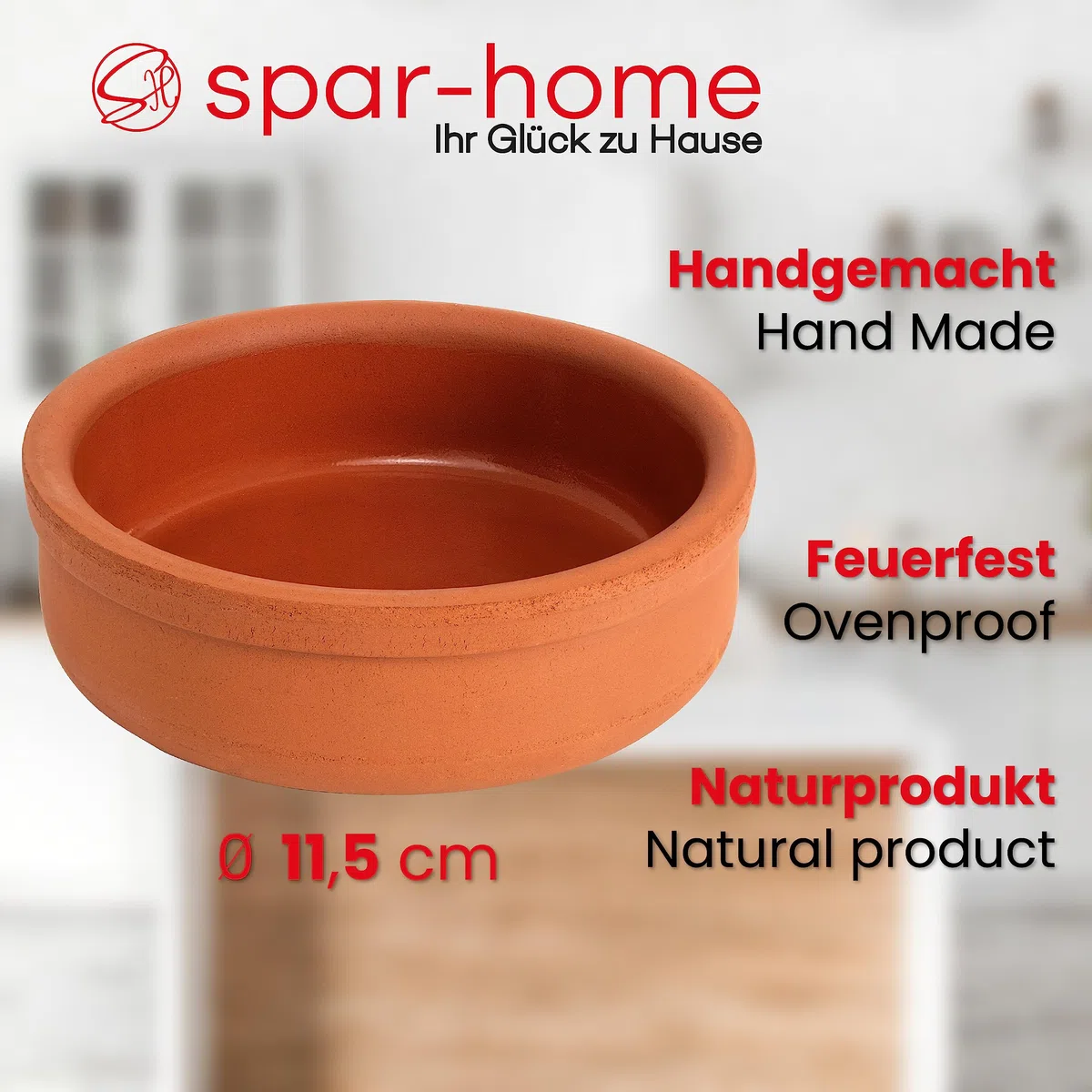 Kleine Auflaufformen Runde Güvec Set Töpfe Mini Schmortopf Milchreis Tontöpfe Tontopf-Set Tapas Schalen aus Ton (6er-Set)