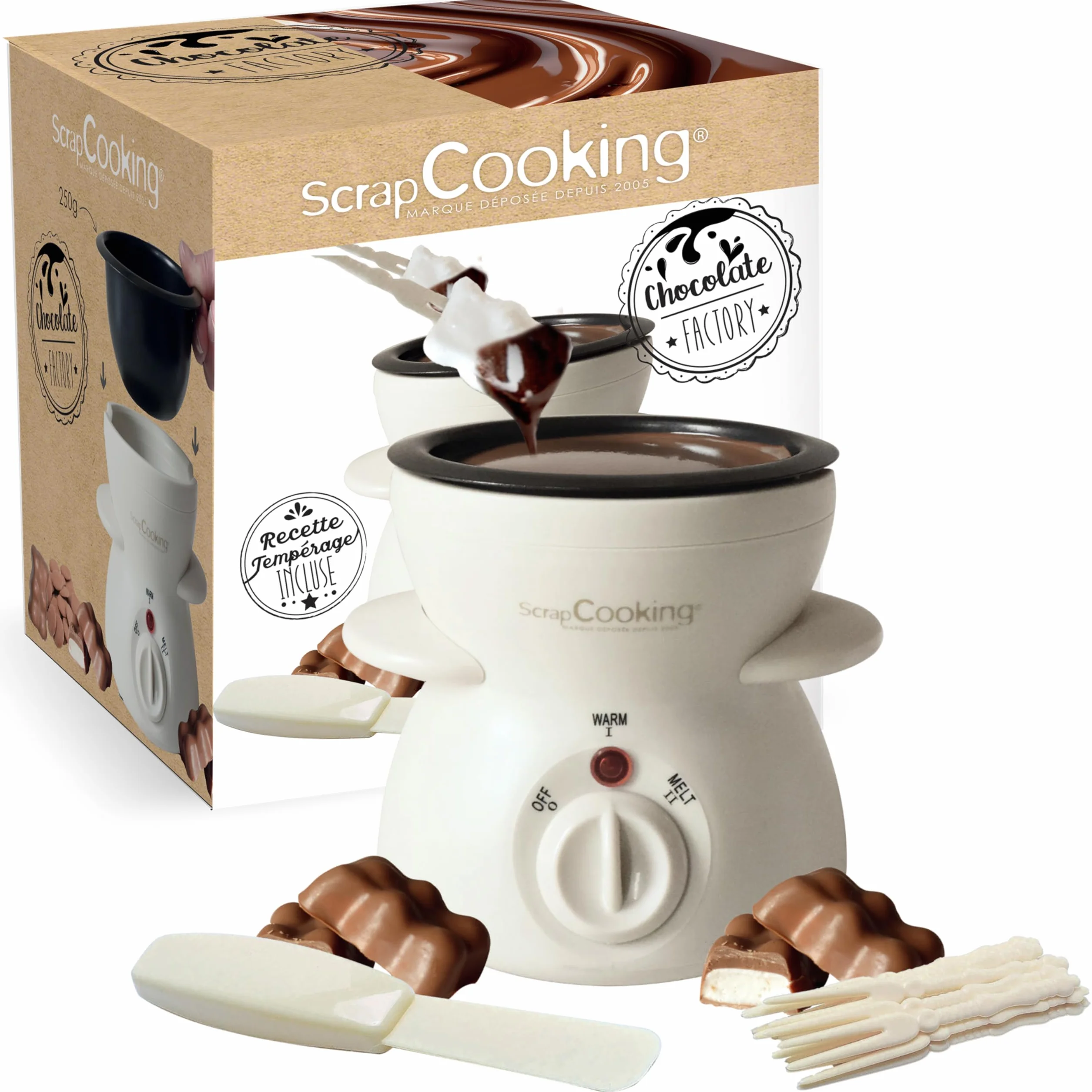 ScrapCooking - Chocolate Factory - Elektrisches Schokoladenfondue-Gerät - Für 2 bis 4 Personen - Schokoladenfondue-Maschine - Geschenkidee Backen & Küche - 3895