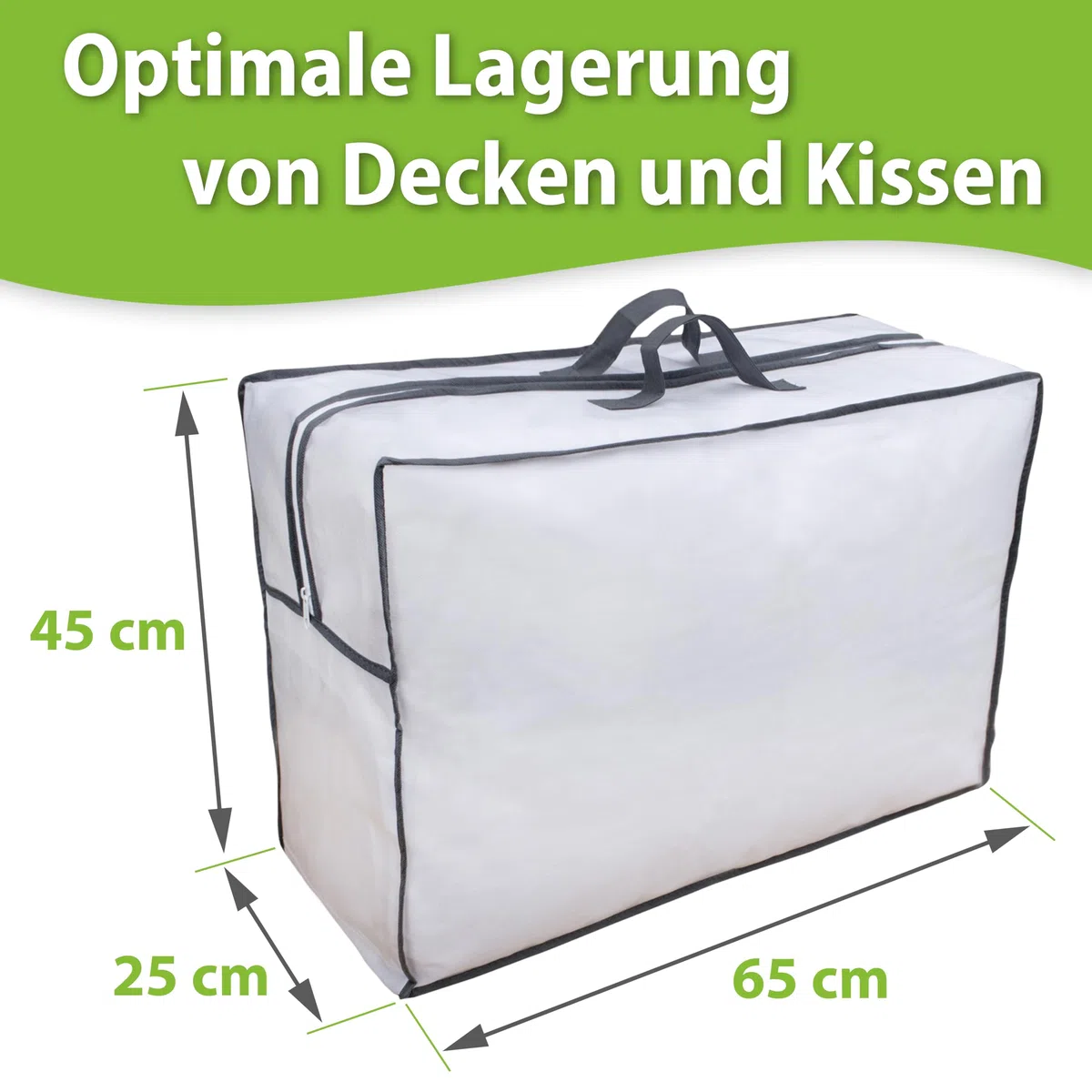 franknatur 2x Aufbewahrungstasche für Bettdecken - Tasche Aufbewahrung Bettwäsche Weiß
