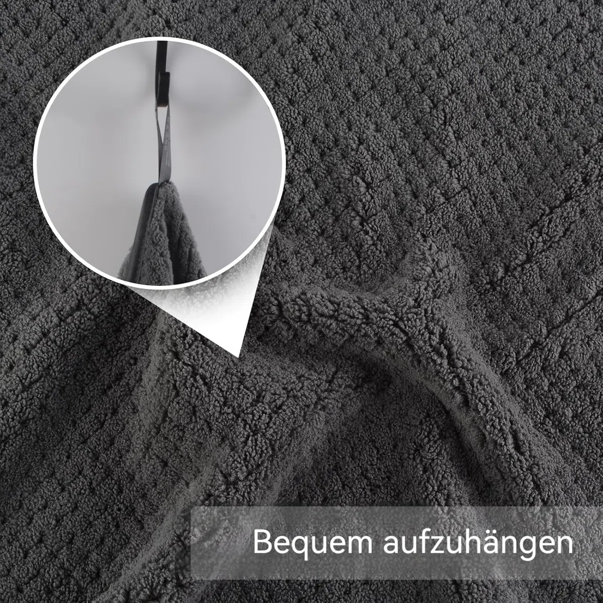 KinHwa Mikrofaser Gästehandtücher Handtücher 30x50cm, Weiche Saugstark Gästetücher mit Aufhängeschlaufe, Schnelltrocknend Waschlappen Saugfähig für Bad, Spa, Fitnessstudio 10 Pack Dunkelgrau