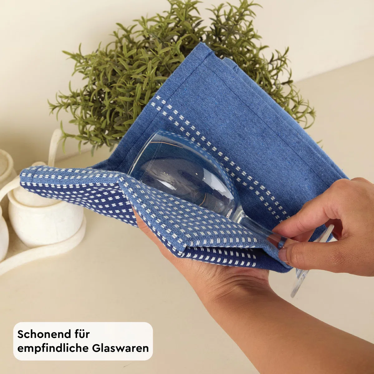 Encasa XO Baumwoll-Küchentuchset - Super saugfähige Geschirrtücher & Spültücher 70x45 cm zum Abwaschen, Geschirr Trocknen und Reinigen - 4er-Pack - Blau