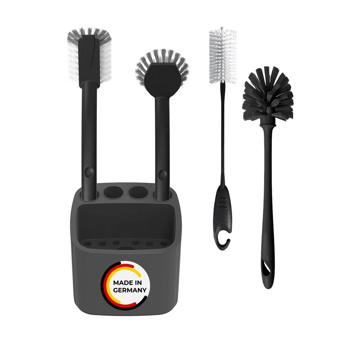 Rival 5-teiliges Küchenhelfer Set mit PBT-Borsten – mit Spülbürste in der Form rund & diskett, Tüllenbürste, Flaschenbürste & Küchencenter (5-teilig) – praktisches Küchen-Set – Spülset für die Küche