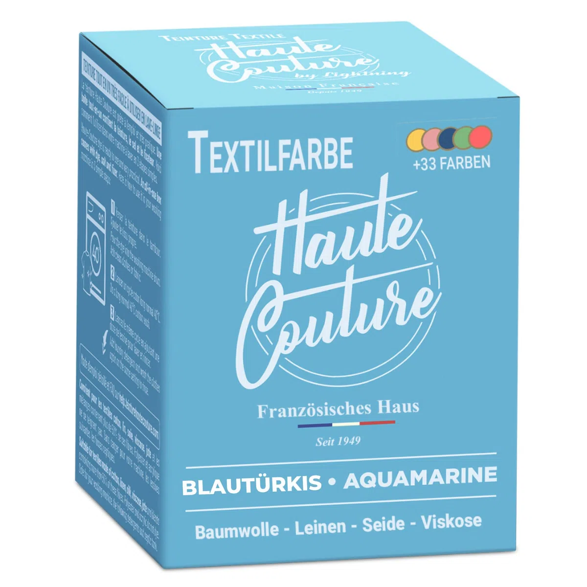 Haute Couture - Blau Textilfarbe - BlauTürkis - 350g - Alles-in-Einem - Gebrauchsfertig für Kleidung und Stoffe