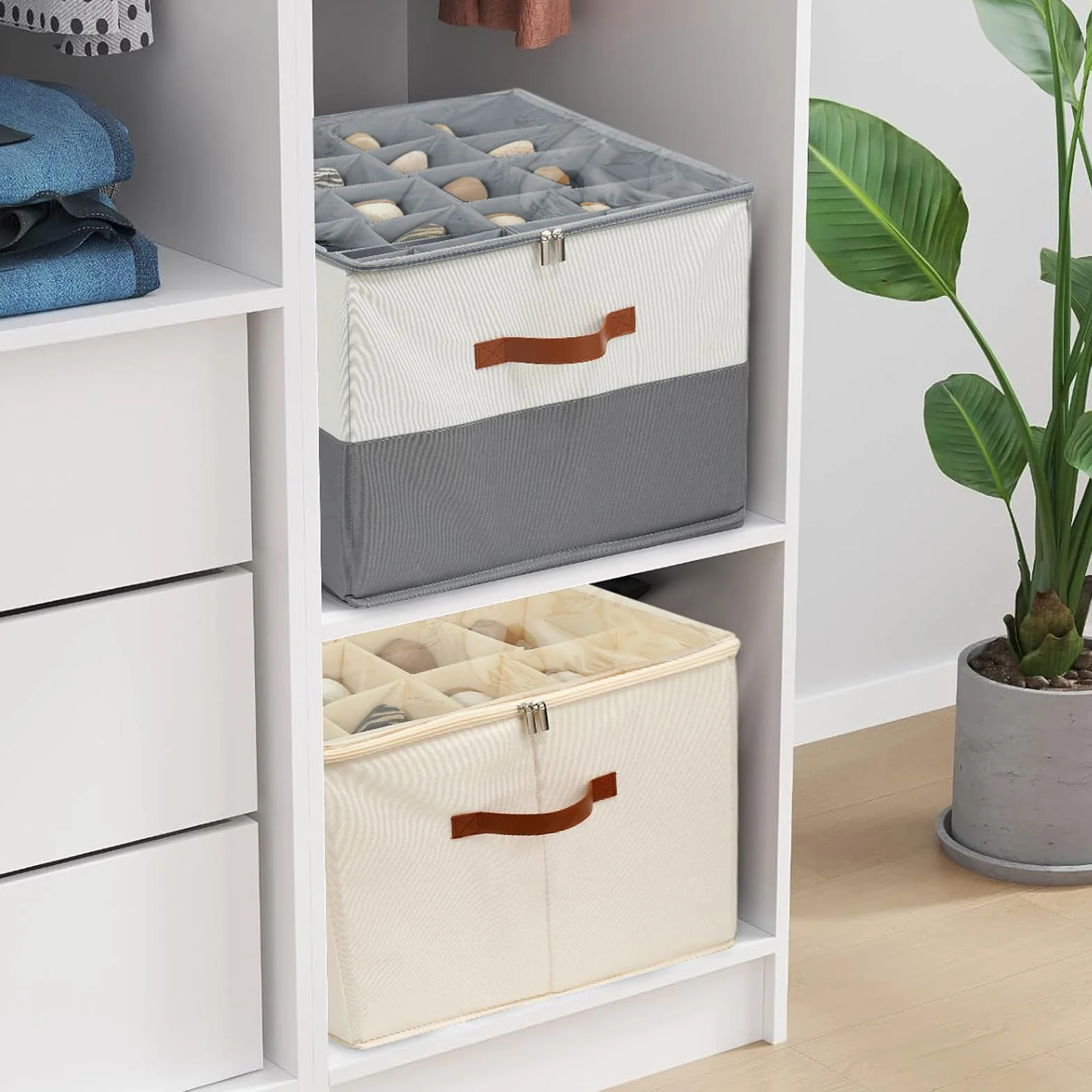 Schuhaufbewahrungsbox, Schuh-Organizer für 16 Paar, Schuhboxen Stapelbar, Faltbare Schuhaufbewahrung für Schlafzimmer Vordertür Kleiderschrank
