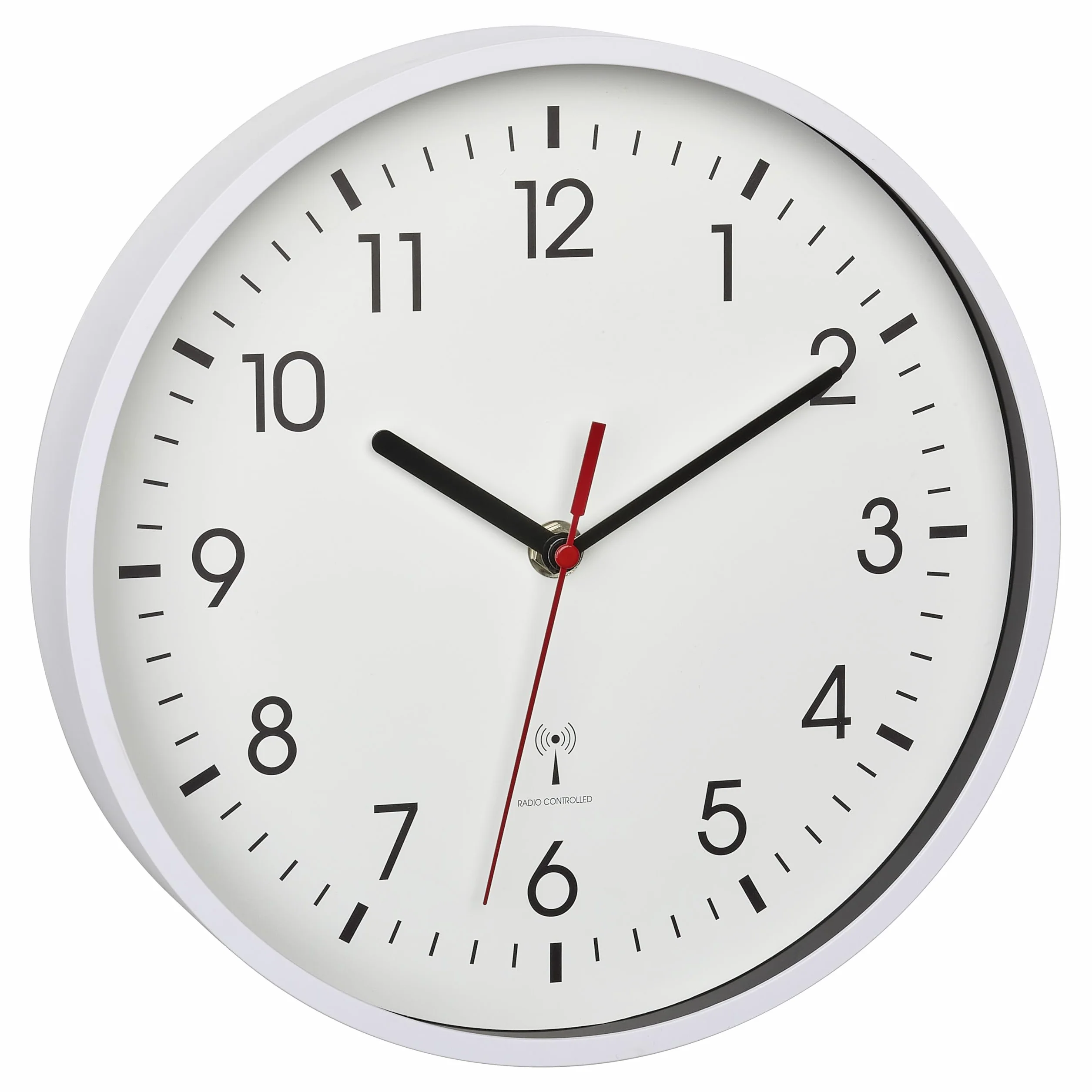 TFA Dostmann Analoge Funk-Wanduhr, 60.3550.02, höchste Genauigkeit, modern, analog, Glasabdeckung, für Büro, zu Hause, Geschenk, 245 x 245 x 42 mm, Weiss
