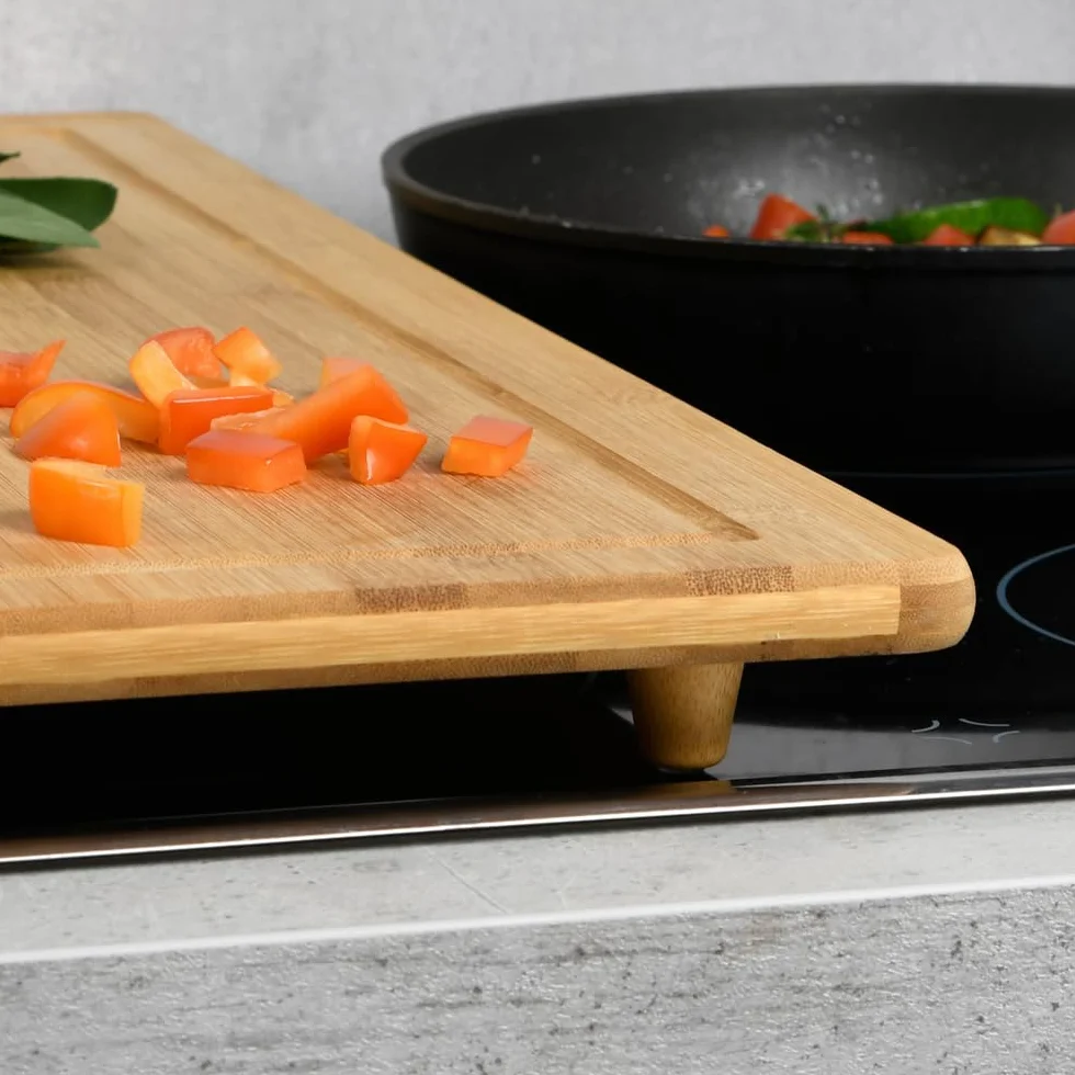 KESPER | Buffetplatte/Herdabdeckplatte mit Einbrand, Material: Bambus, Maße: 56 x 50 x 4 cm, Holzstärke: 1,6 cm, Farbe: Braun | 58598 13
