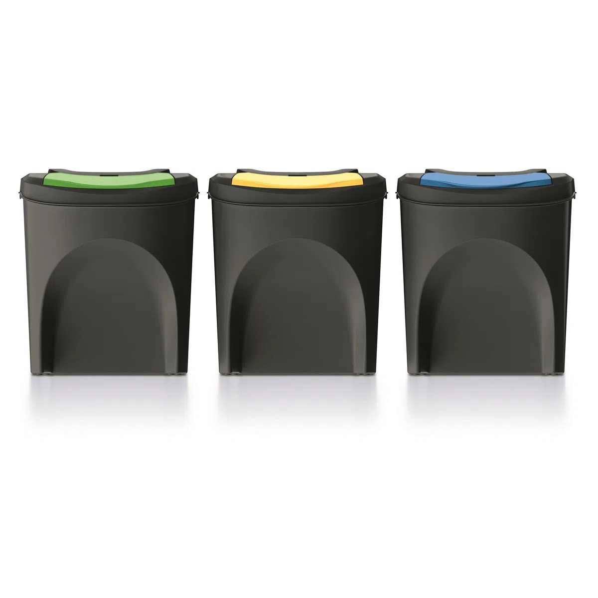 Set von 3 Mülltonnen KEDEN SORTIBOX aus 100% recyceltem Kunststoff, schwarz, 75L