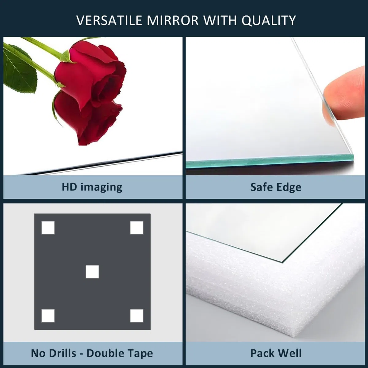Wandspiegel Selbstklebend 30x40cm HD Glas Rahmenlos Badspiegel, Modern Klein Rechteckig Badezimmerspiegel ohne Bohren, Bathroom Mirror Deko Wand Kleben Spiegel für Bad Gäste WC Badezimmer Flur