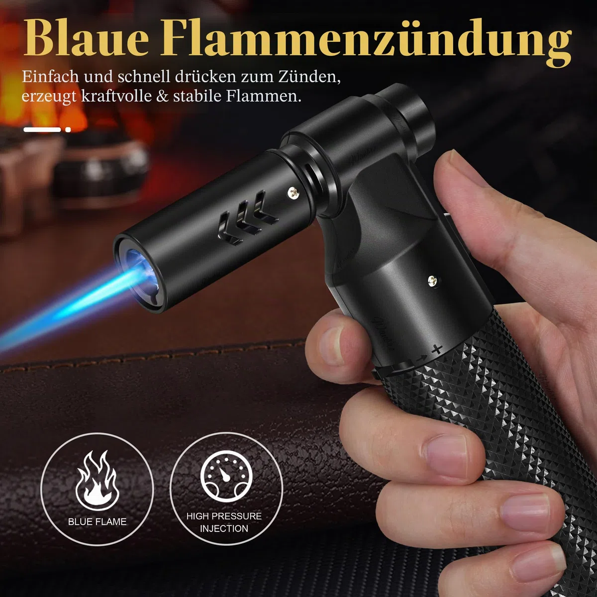 2 Stück Küchenbrenner, Flambierbrenner, verstellbare Jetflamme, Butangas nachfüllbar, winddichtes Jet feuerzeuge für Creme Brulee, BBQ, Backen, Löten (Kein Butangas)