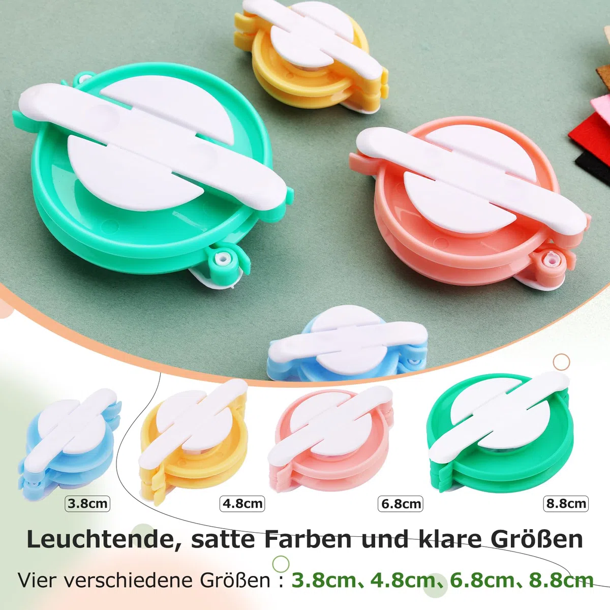 MASPHY Pompom Maker Kit, 8 Größen Pom Pom Maker Kit mit Bedienungsanleitung, Schere, Maschenmarkierer, einfach zu machen Pompoms für Pom Pom Stricken DIY Häkeln Stricken