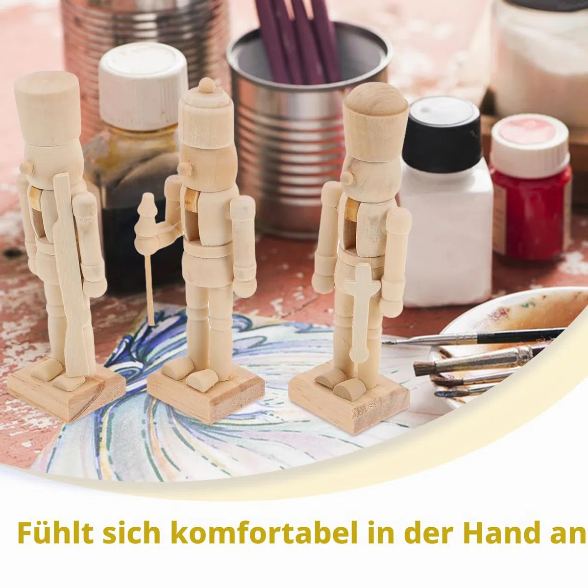 FRCOLOR Nussknacker-Soldaten-Ornamente zum Selbermachen, blanko, 12,7 cm, unbemalt, Weihnachtsdekoration, Weihnachts-Nussknacker-Puppen zum Malen und Basteln, 6 Stück