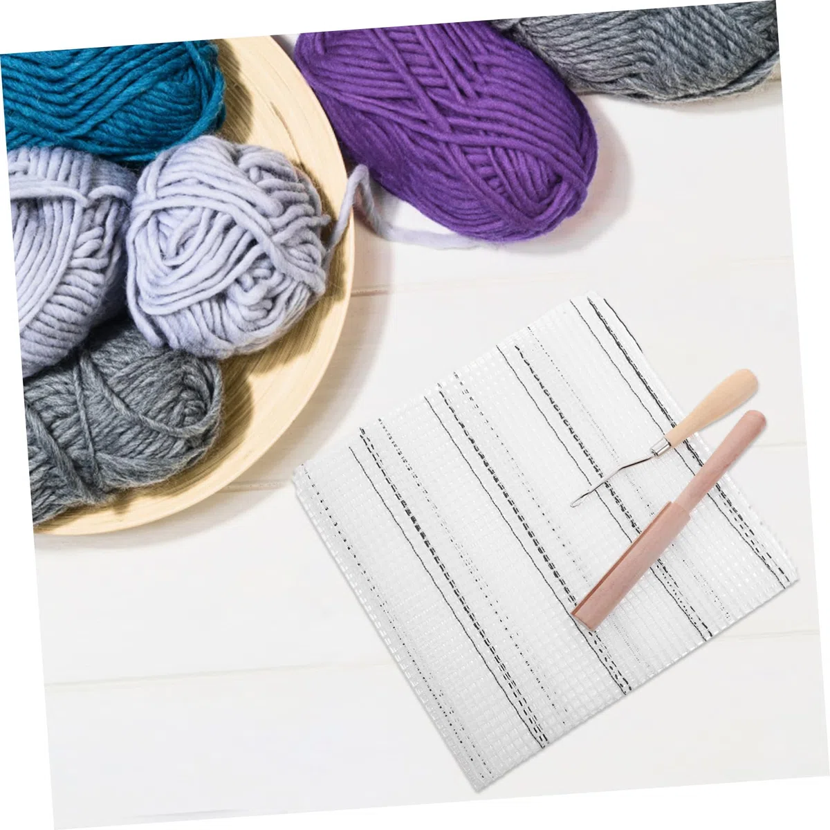 Angoily Knüpfteppich Satz mit Kunststoff Teppichknüpfnetz und Häkelnadel für Vielseitige Selbstgemacht Anwendungen im Studio und Klassenzimmer zur Kreativen Teppichherstellung