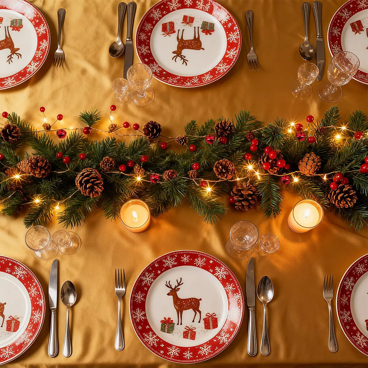 3M Weihnachtsgirlande Dekoration Tannengirlande mit Tannenzapfen Rote Glocken Rote Beeren, Kieferngirlande für Baum Mantel Kamin Geländer Treppen Geländer Tür Dekoration Winter Innen Außen Deko