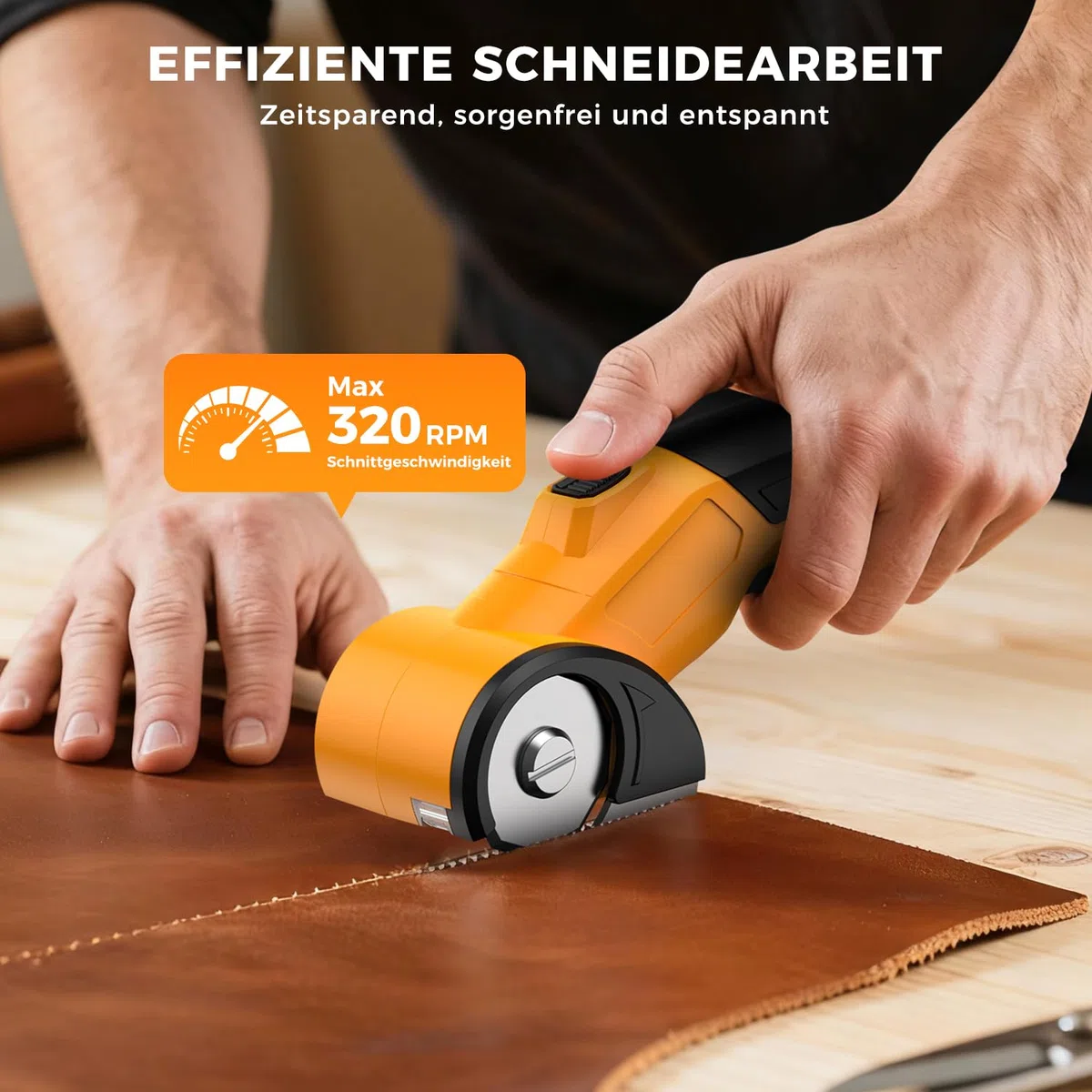 Kartonschneider 4V Elektrischer Schere Kabellose Rollschneider Universalschneider Wiederaufladbar Rotationsschneider Akkuschere für Papier, Pappe, Teppich, Leder, Filz, Kunststoff - mit Ersatzklinge