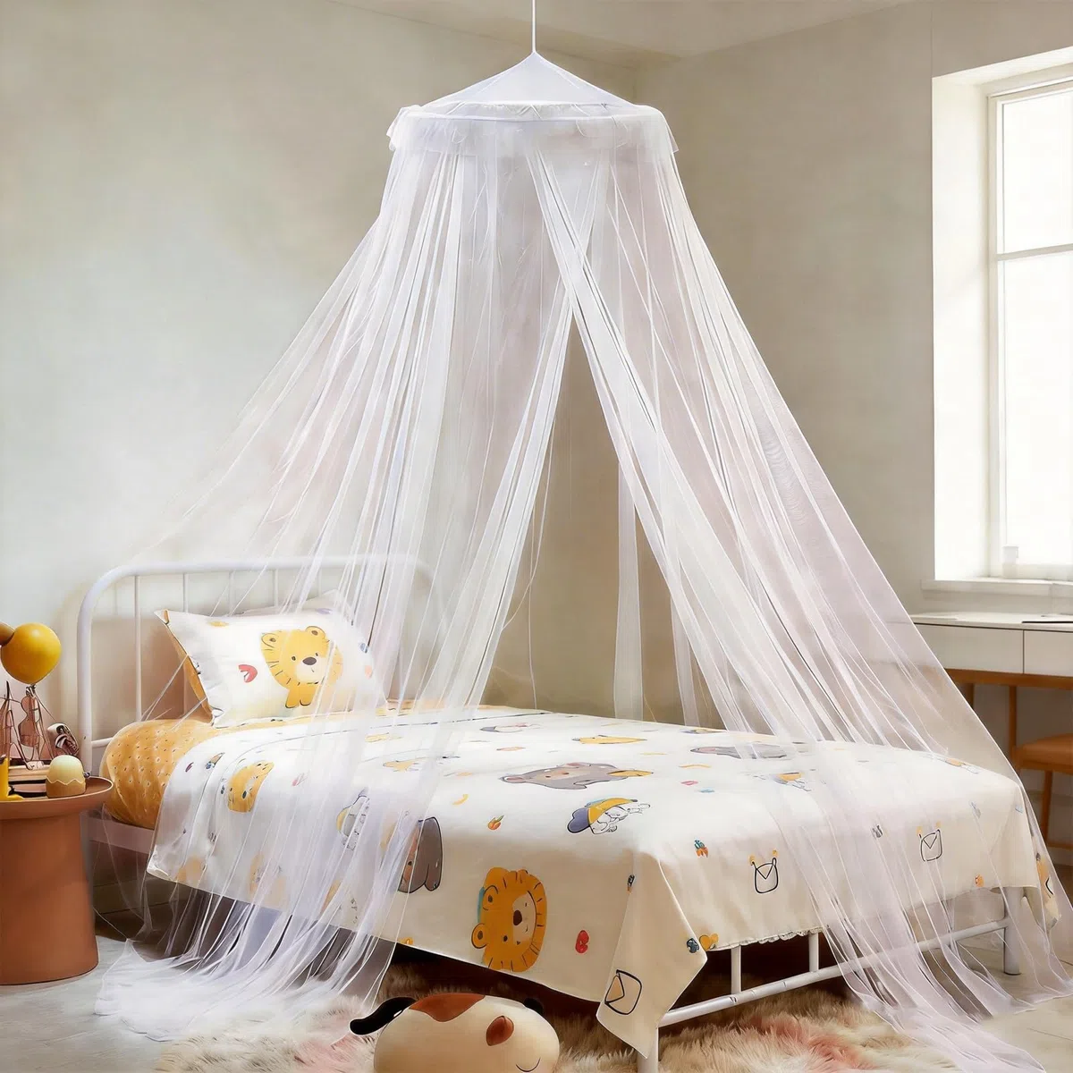Moskitonetz Bett für Doppelbetten Einzelbett - Moskitonetz Feinmaschiges als Moskitoschutz, Moskitonetz mit Haken, Mückennetz Bett Geeignet Camping Reise und zu Hause, Fliegennetz Moskitonetze Weiß 2M
