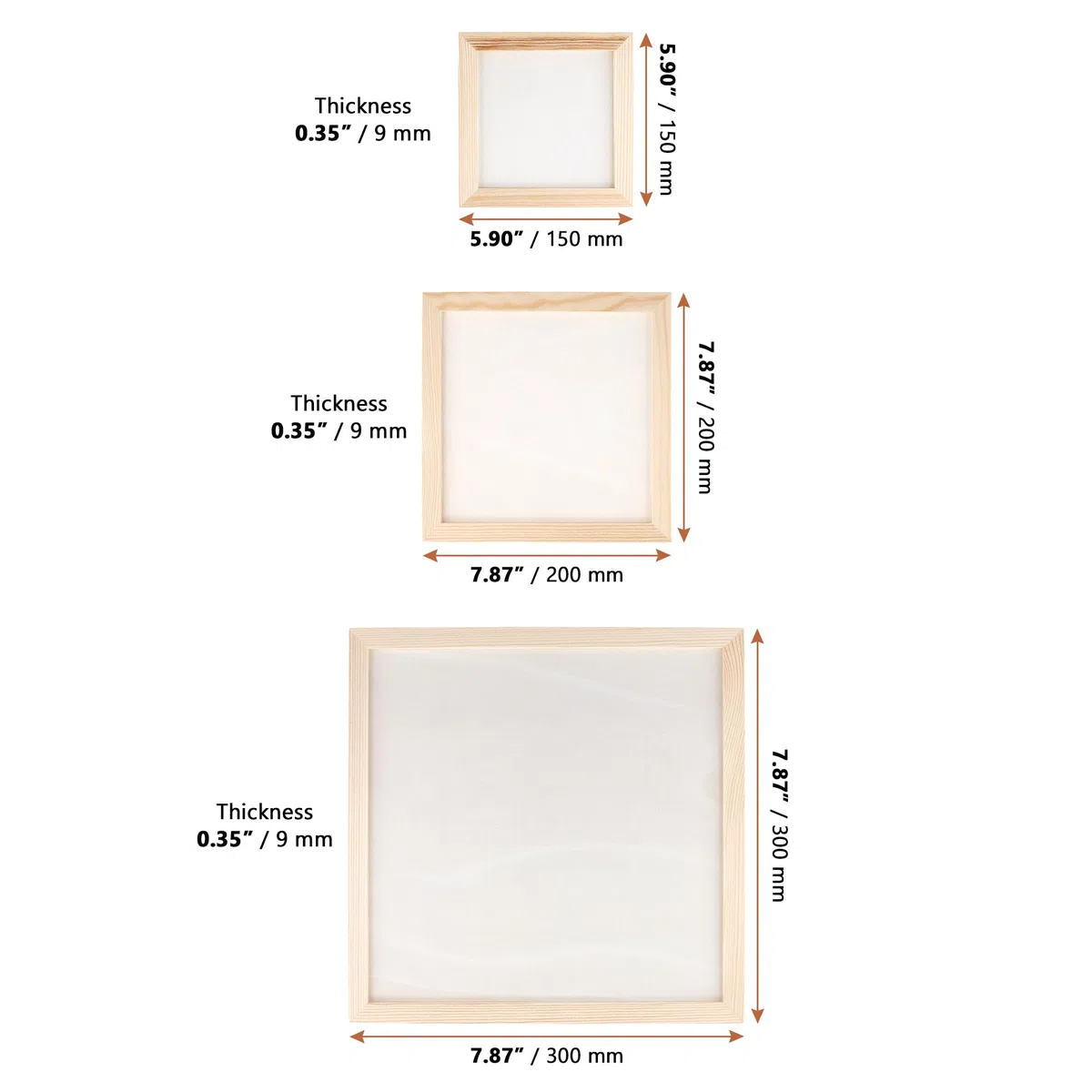 15 Stück Holz Leinwand Quadratisch Set, 15x15cm 20x20cm 30x30cm Malplatte Leinwand Holzplatte zum Bemalen, Malgrund Holz Leinwandbrett für Malerei, Bastelprojekte, Kunsthandwerk