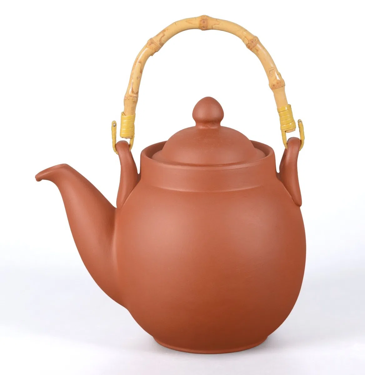Ton Teekanne Tenno 0,8 Liter mit Tonsieb und Bambushenkel, Handgefertigt, Original Aricola®
