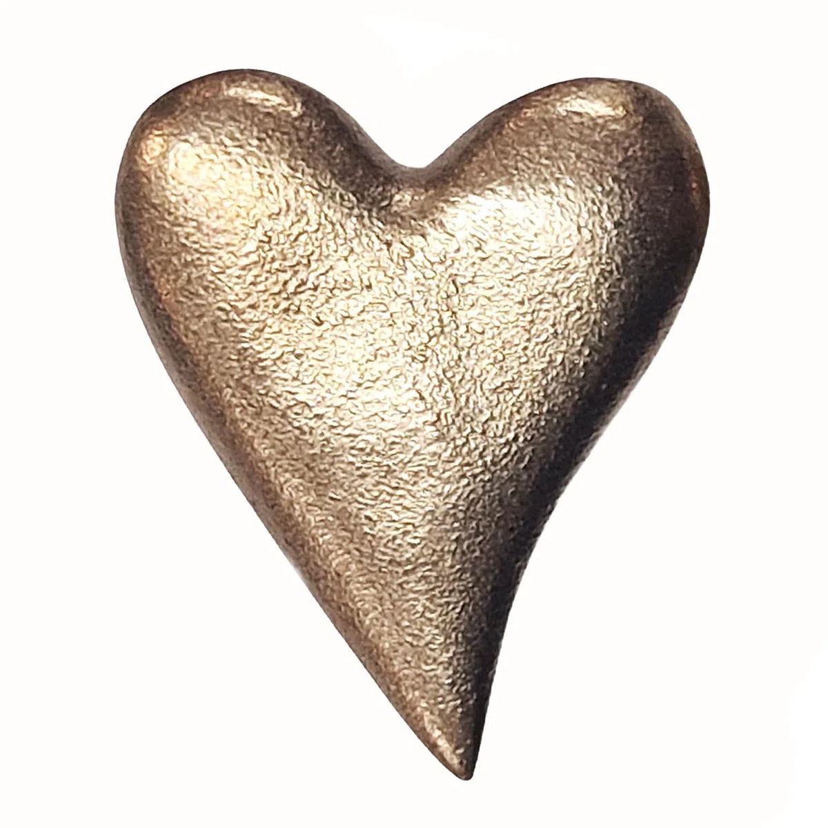Herzmensch Kleines goldenes Herz 3,5 x 4,5 cm Massive echter Bronze - mini Geschenk für die Liebe, zum Trost, Kommunion, Trauer Geburtstag Weihnachten als Glücksbringer