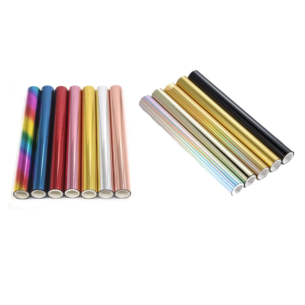12 Stück Glimmer-Heißfolie, metallische Vielfalt, mehrfarbig, 19 cm x 5 m, Faser-Rollen, Heißstempelfolie, Goldfolie, Folie von Laserdrucker und Laminiergerät