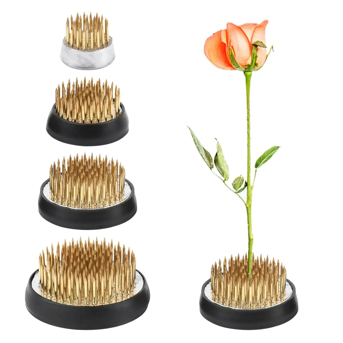 4 Stück Blume Frosch Rund Halterung für Arrangements,Runder Ikebana,Unterschiedliche Größe,Kenzan Steckigel für Blumenarrangements Blumenläden Büros Gärten Teestuben (23mm/34mm/40mm/50mm)