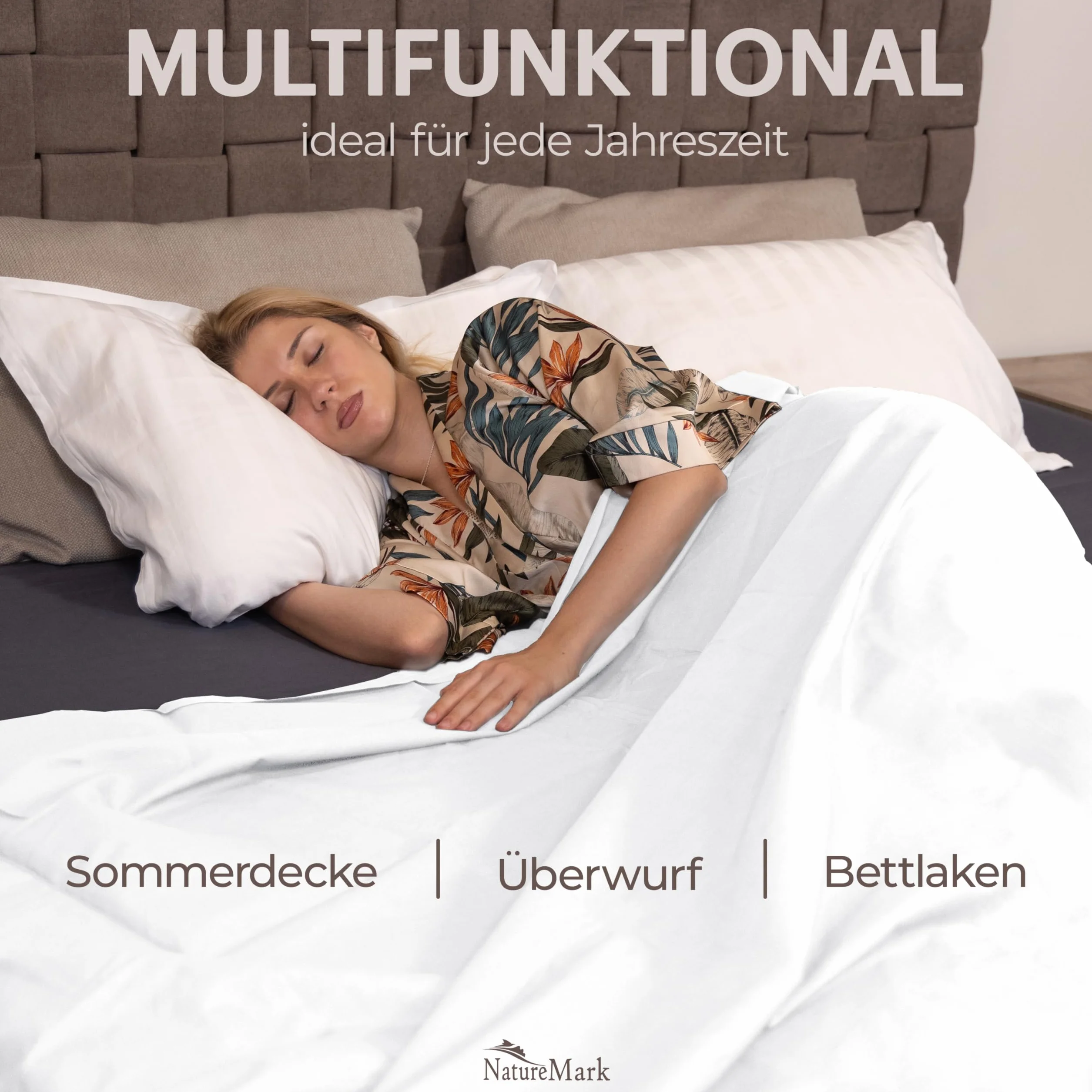 Green Mark Klassische Bettlaken – 2er Set Flache Laken aus 100 % Baumwolle, ohne Gummi, hautfreundlich, pflegeleicht, bei hohen Temperaturen waschbar - Weiß - 150 x 250 cm