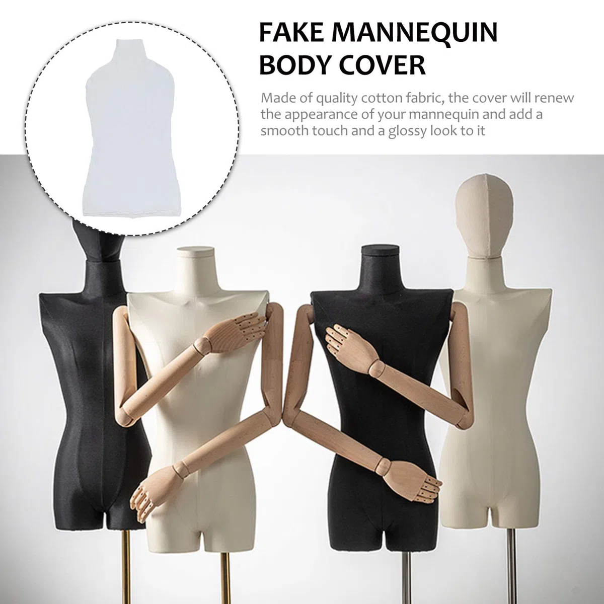 Scicalife Mannequin-Bezug- Weiblicher Mannequin-Stoffbezug mit Großer Elastizität- Baumwollstoffbezug für Mannequin-Körper (Mannequin Nicht Enthalten)