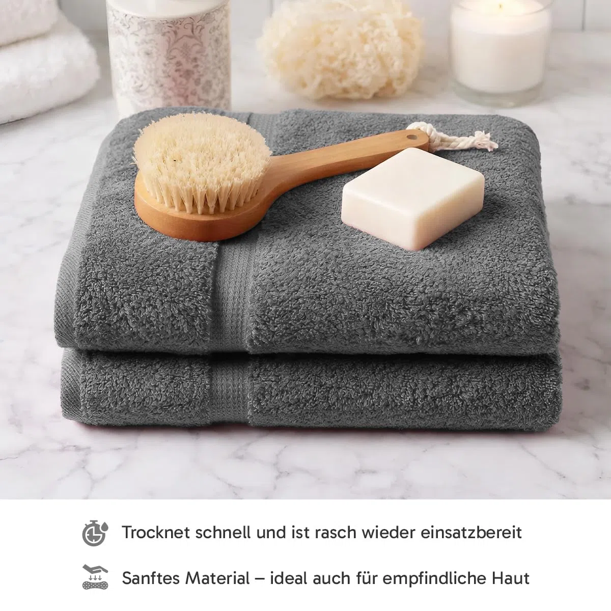 10er Set Waschhandschuhe Waschlappen | 16x21 cm | Anthrazit | Premium Qualität | 500g/m² | 100% Baumwolle | ideal für Reisen & Gym und Sport | Öko-TEX Standard 100