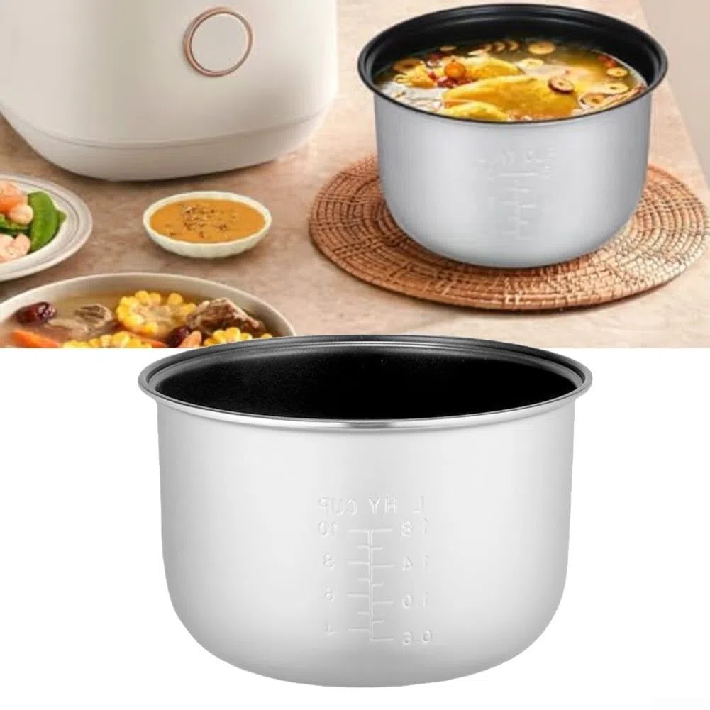 Reiskocher Innentopf Ersatz Antihaft-Legierung Koch Liner mit Kapazitätsskala, für mehrere Reiskocher Modelle für Zuhause Küche Multi-Gourse Mahlzeit (2L)