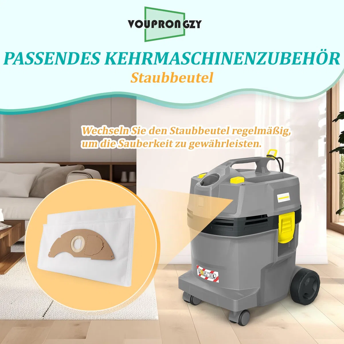8 Stück Beutel Kompatibel mit Kärcher NT 22/1 Staubbeutel Ersatz für Kärcher NT 22/1 Ap L, NT 22/1 Ap Te L Nass-Trockensauger Staubsaugerbeutel Staubsauger Zubehör xx