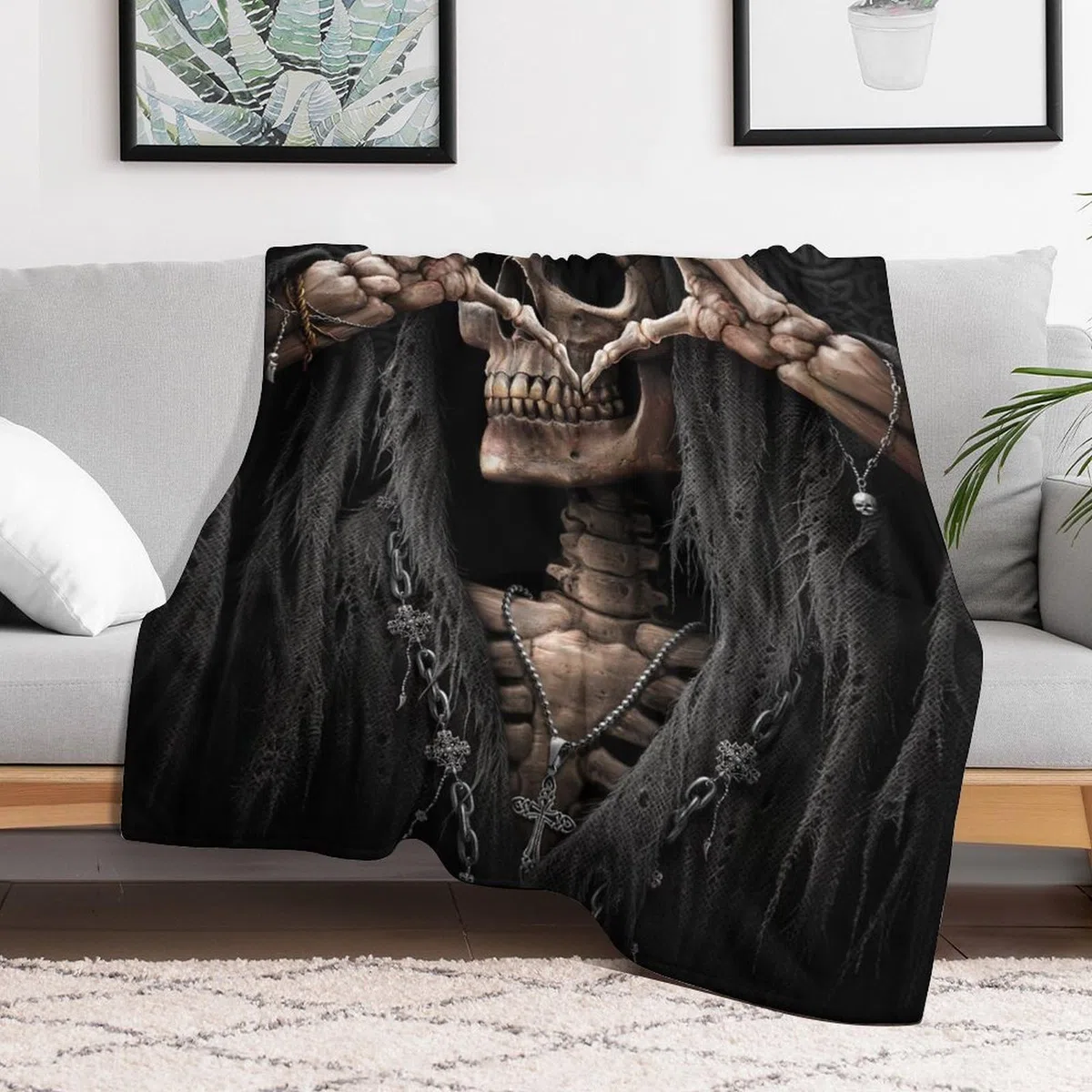 Gothic, Skelett Kuscheldecke Couchdecke Decke Aus Flannel - Tagesdecke Wohndecken Für Sofa, Couch Oder Als Bettüberwurf - Waschbare Decke（100×130cm）