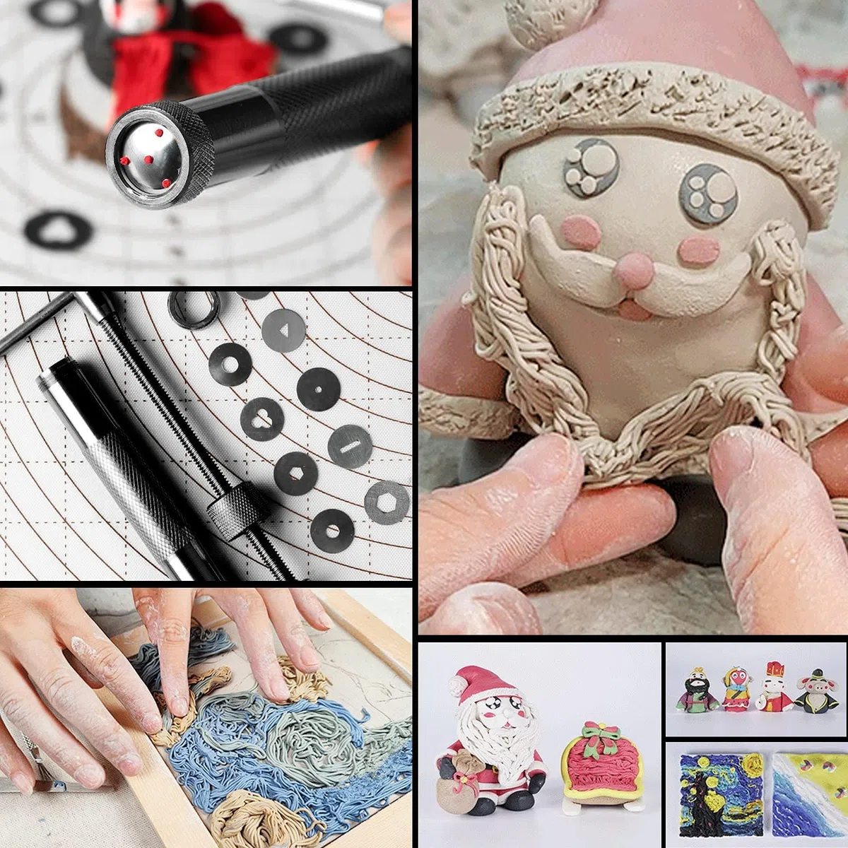 Edelstahl-Ton-Extruder mit 20 Musterscheiben, Handzuckerpastenpresse für Fondant-Kuchendekoration, Polymer-Ton-Handwerk und Keramik-Keramik-Skulptur (schwarz)