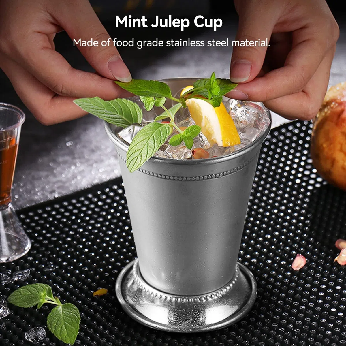 Agatige 400 ml Mint-Julep-Becher, 14 Unzen, silberne Cocktailgläser aus Edelstahl, Moscow Mule Cup, Mint-Julep-Gläser, Metallweingläser, Cocktailbecher, Mixgetränkeglas für Zuhause, Party, Bar