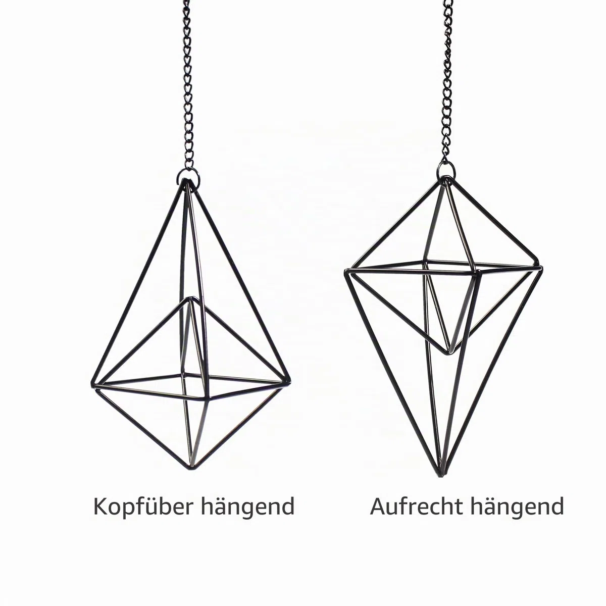 ZOOELAY 4 Stück Metall hängende Luftpflanzenhalter Einzigartiger 2 Stil Schwarz Himmeli Aufhänger Geometrische Pflanzgefäß Halter Luft Pflanzen Live Rack mit Kette