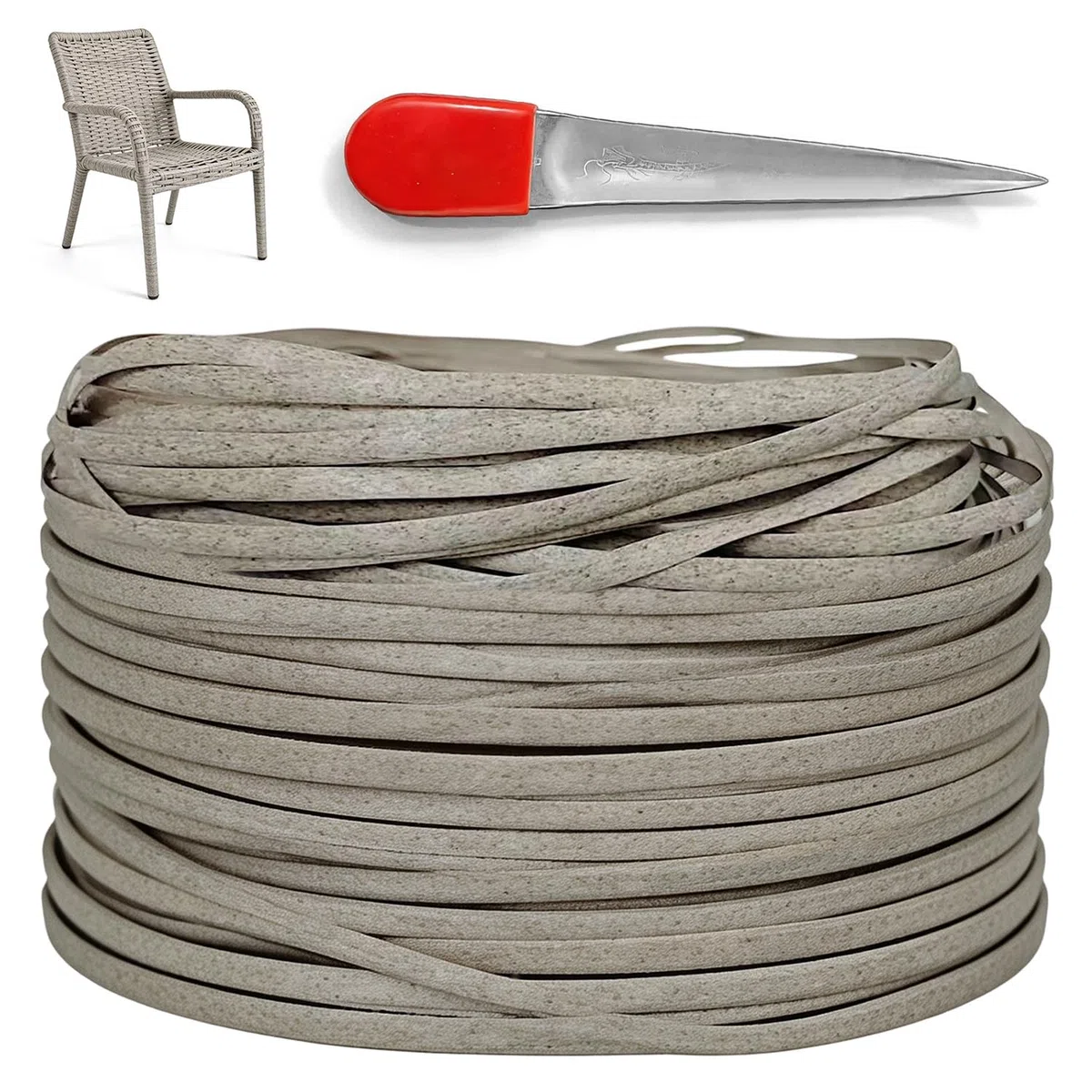 65m Kunststoff Gewebtes Rattan, Polyrattan Reparatur für Reparatur Von Outdoor, Gartenstuhl Ersatzbespannung, Synthetische Rattan Reparaturmaterial für Gartenstühle, Terrassenmöbel & Körbe (Beige)