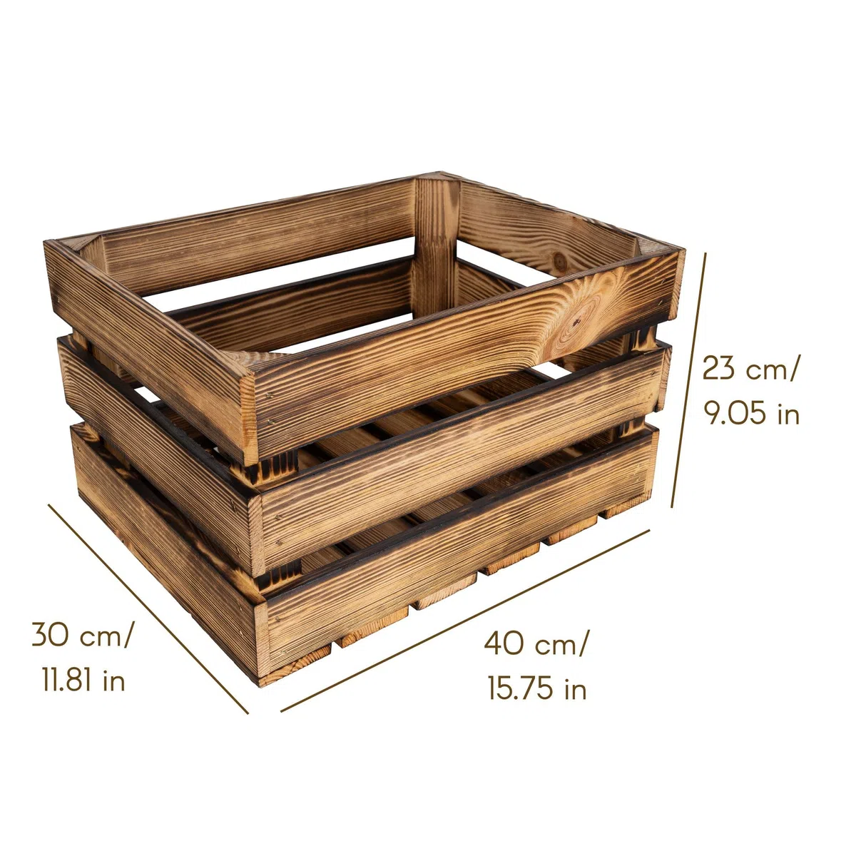 Creative Deco Holzkiste Vintage | 40 x 30 x 23 cm | Kiste Holz Geflammt | Obstkiste Deko Weinkisten Apfelkiste | Perfekt als Holzbox Geschenkbox Spielzeugkiste Aufbewahrungskiste Osterdeko