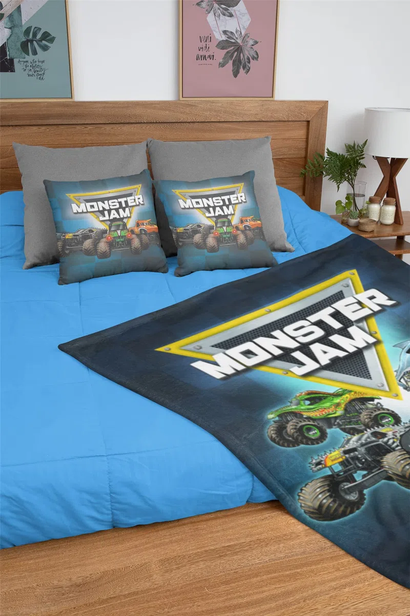 Monster Jam Fleecedecke – Grab Bagger, Max-D, Megalodon, Drache & El Toro Loco Design – Bettüberwurf, superweiche Decke – 100 x 150 cm