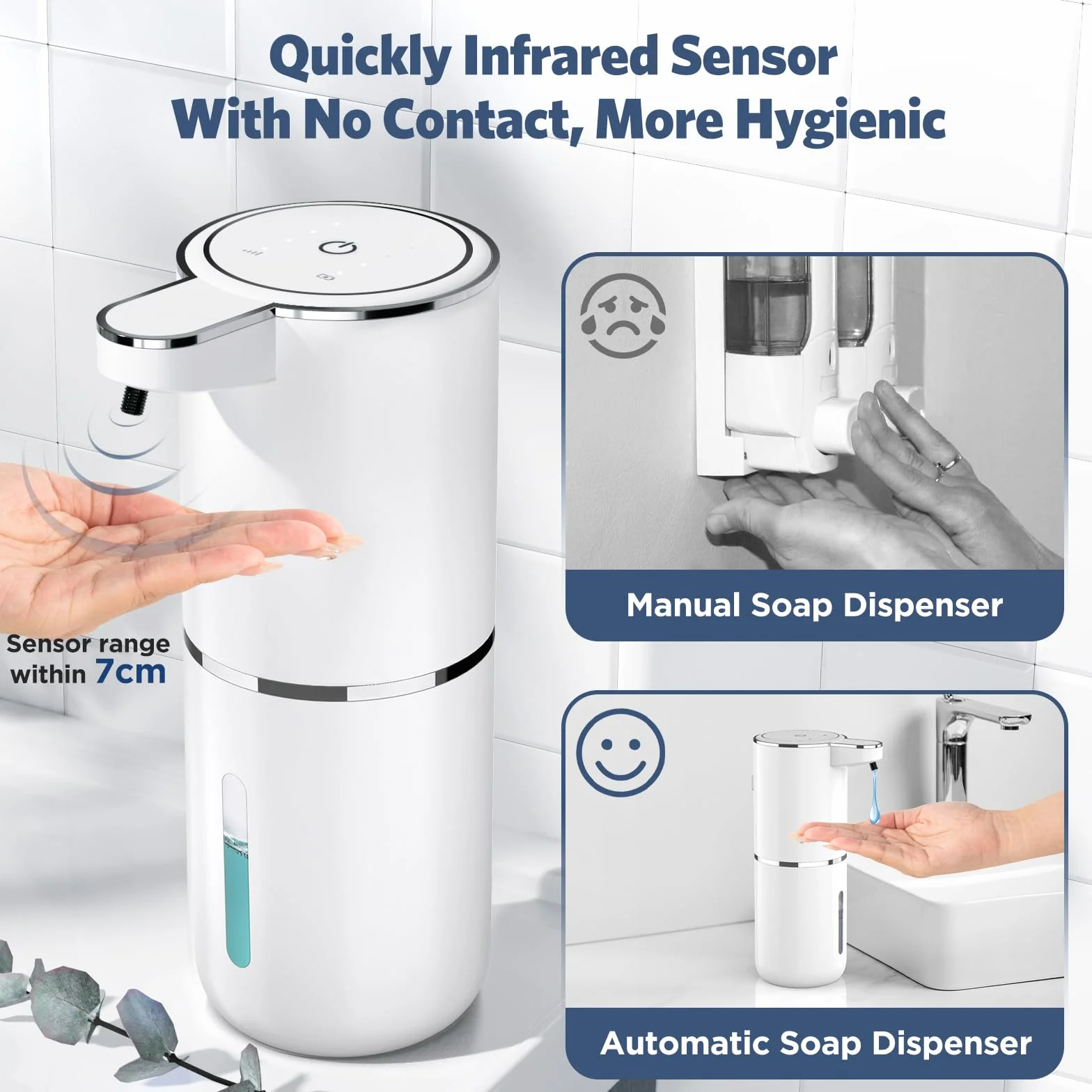 Seifenspender Automatisch, 380ml Elektrischer Seifenspender mit Sensor Infrarot, Automatischer Seifenspender Wandmontage, USB Wiederaufladbar, IPX5 Wasserdicht für Küchen,Bad,Schule,Hotel