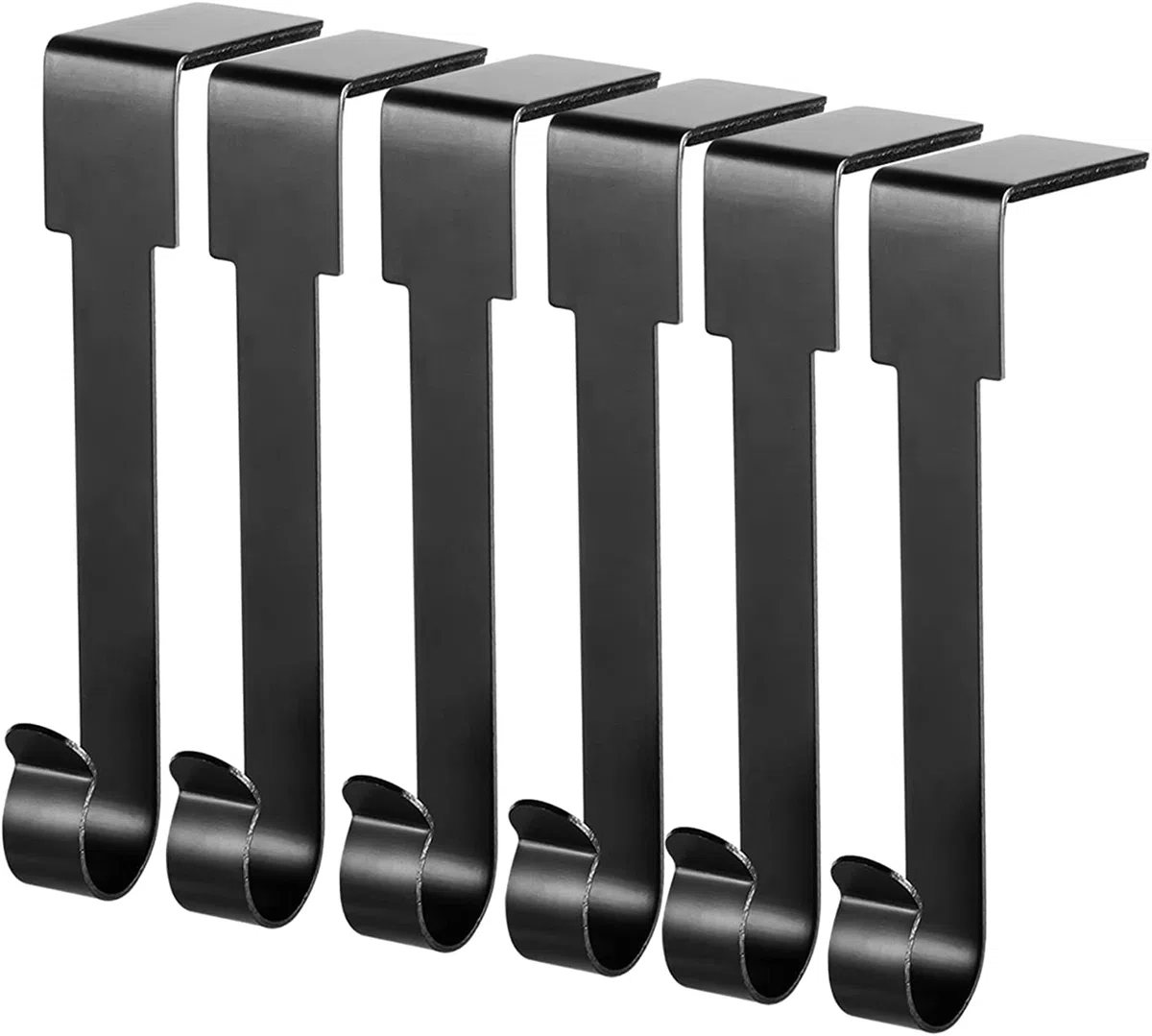 Weihnachtsstrumpfhalter, Metall-Kaminhaken, Aufhänger, rutschfeste Weihnachtsstrumpf-Haken für Kamin, Kaminsims, Weihnachtsfeier, Dekoration (6 Stück, schwarz)