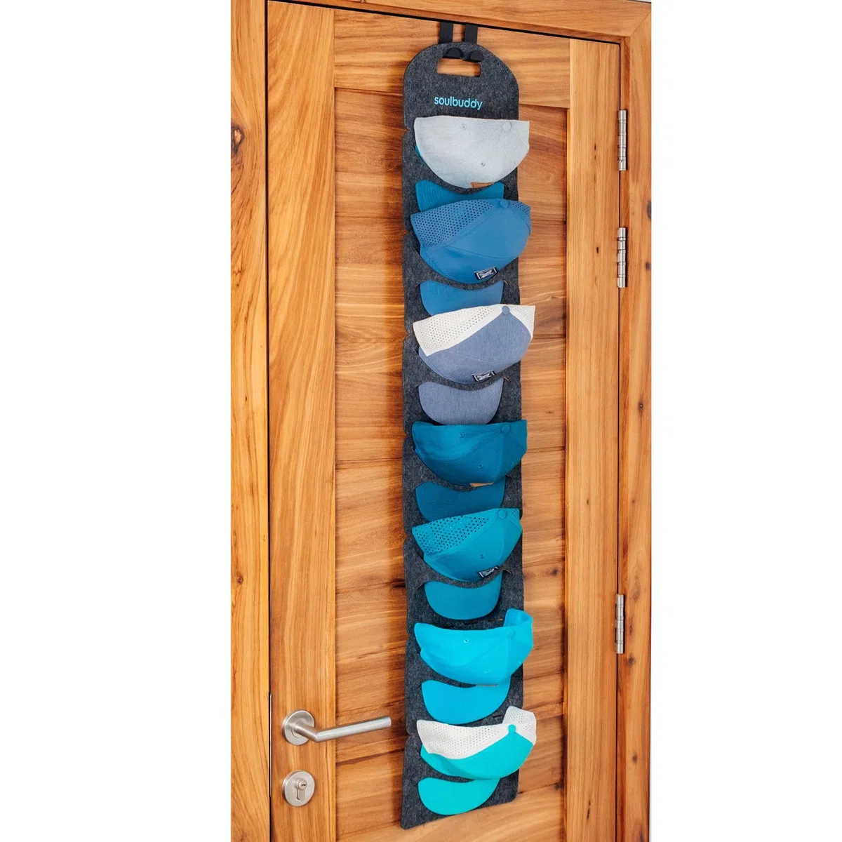 Soulbuddy Cap Organizer für 7 Caps | Aufbewahrung für Schirmmützen | Hängeregal für Kappen | Hat Storage | Baseball Cap Halter