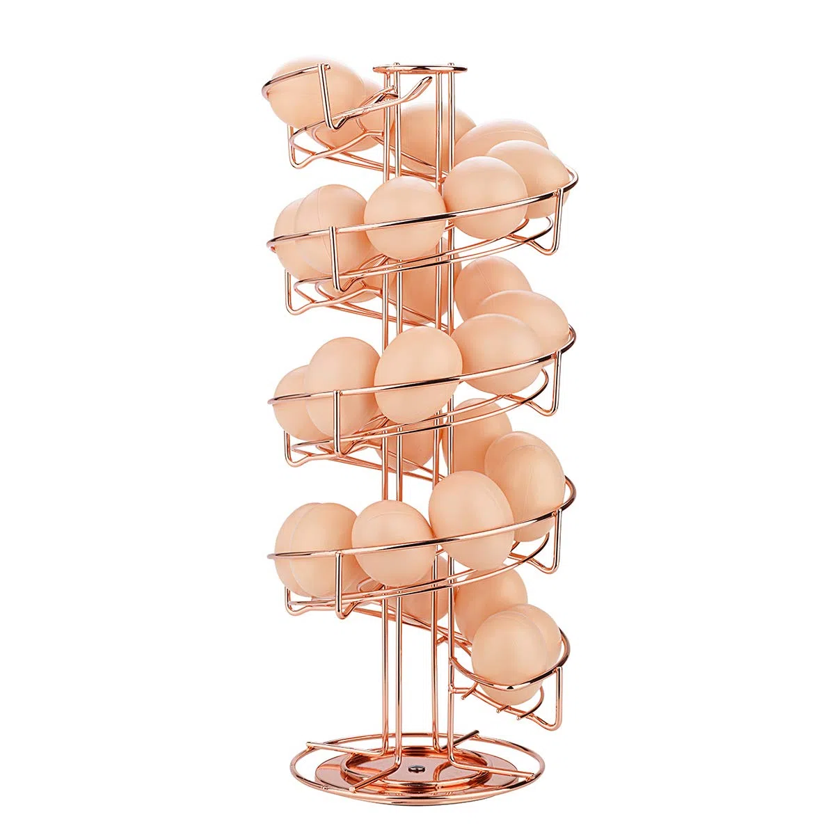 Toplife Eierspender, Eierspirale Edelstahl spiralförmiges Design, Eierständer Aufbewahrung für ca. 30 – 36 Eier, Rotgold