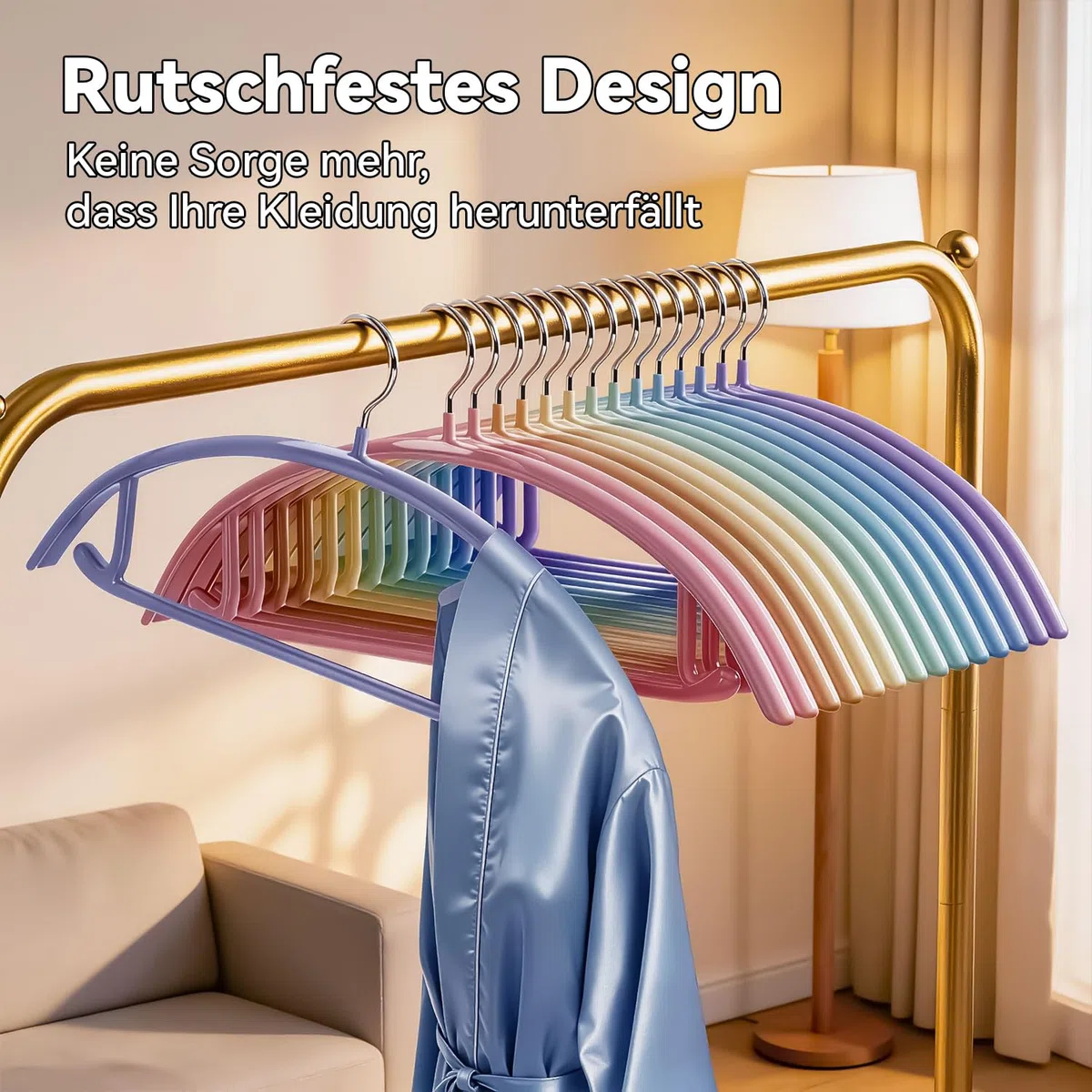 MOPUP Kleiderbügel, 14er-Pack, Pulloverbügel ohne Schulterwulst, 42 cm breite, robuste Kleiderbügel für den Kleiderschrank, rutschfeste Metallbügel mit PVC-Beschichtung für Pullover, Anzüge, Kleider,
