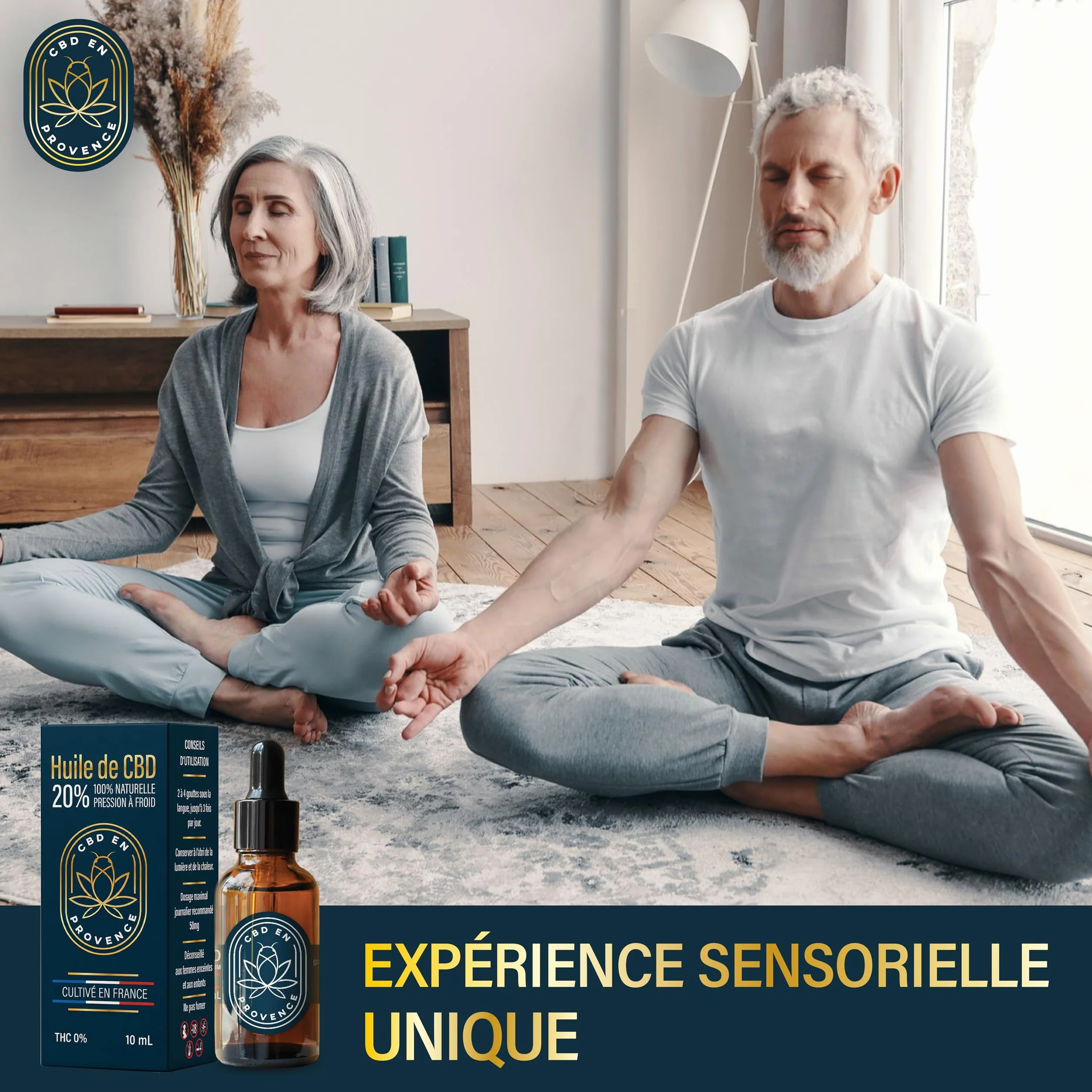 Premium-Öl 20 % kaltgepresst | natürliche Formel | Hergestellt in Frankreich | angebaut in der Provence | 10 ml (20 %) (Natur)